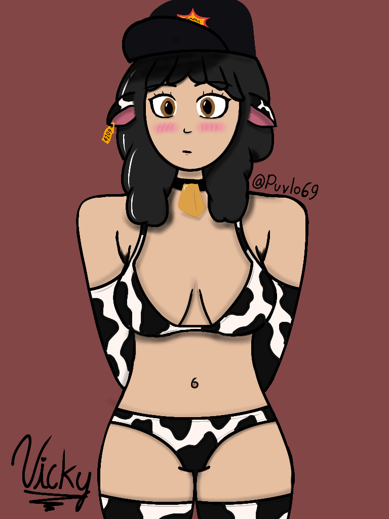 bikini black_hair blushing cap cow_girl one_coin puvlo thighhighs