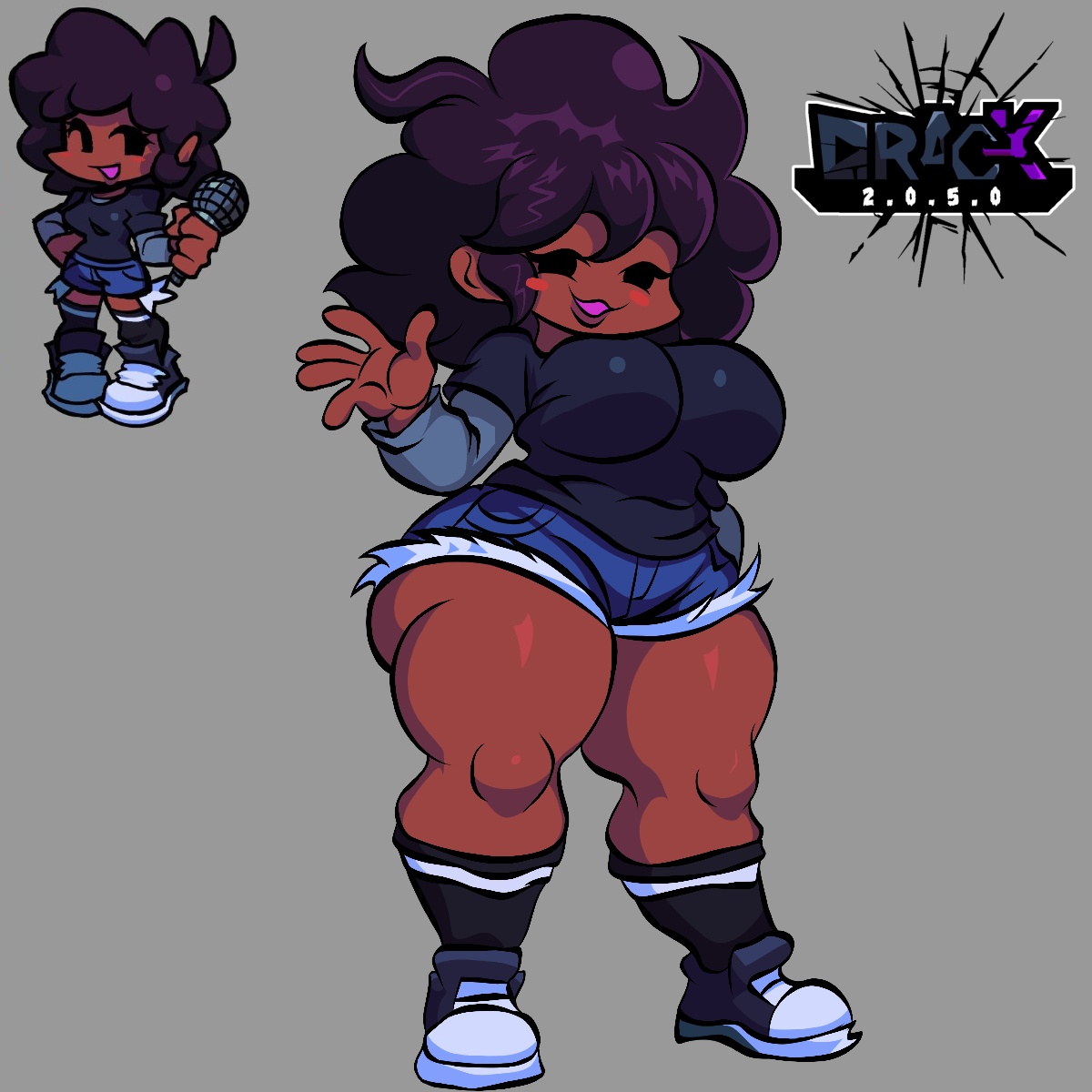 big ass, big breasts, black body, carol (bbpanzu), clothed, dark-skinned female, drack art, female, female only, friday night funkin, friday night funkin mod, huge ass, huge breasts, revealing clothes, sideass