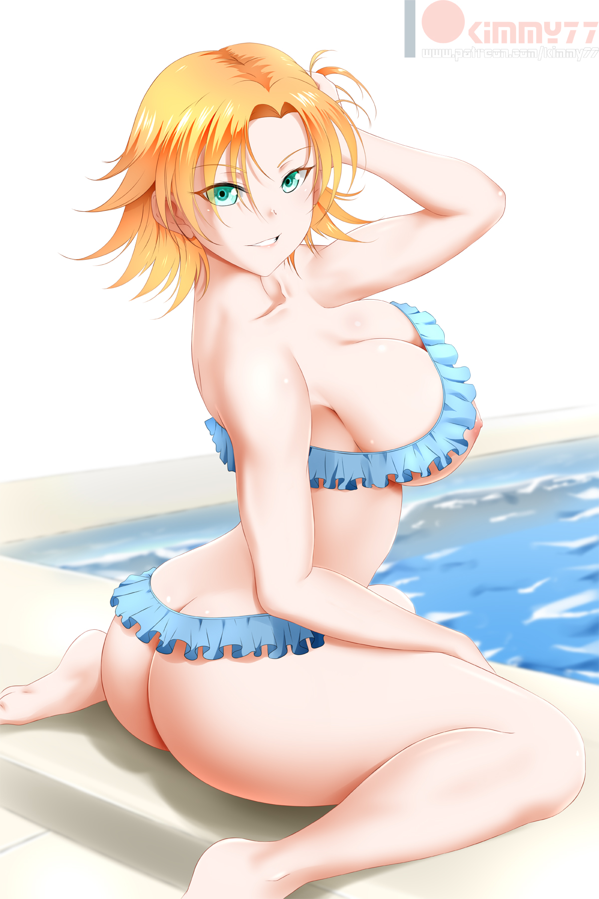 1girls, ass, ass cleavage, ass crack, big breasts, breasts, butt crack, female, female only, human, kimmy77, nora valkyrie, rwby, short hair, solo, tagme
