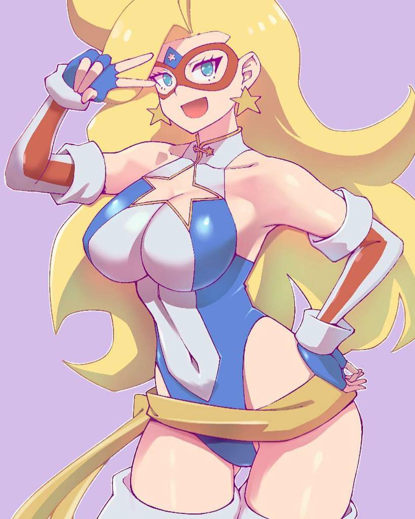 1girls big_breasts blonde_hair blue_eyes breasts charlotte_vanders female_focus female_only female_superhero kamen_america kamen_america_(character) kamen_america_(series) long_hair superhero superheroine thick_thighs thighs