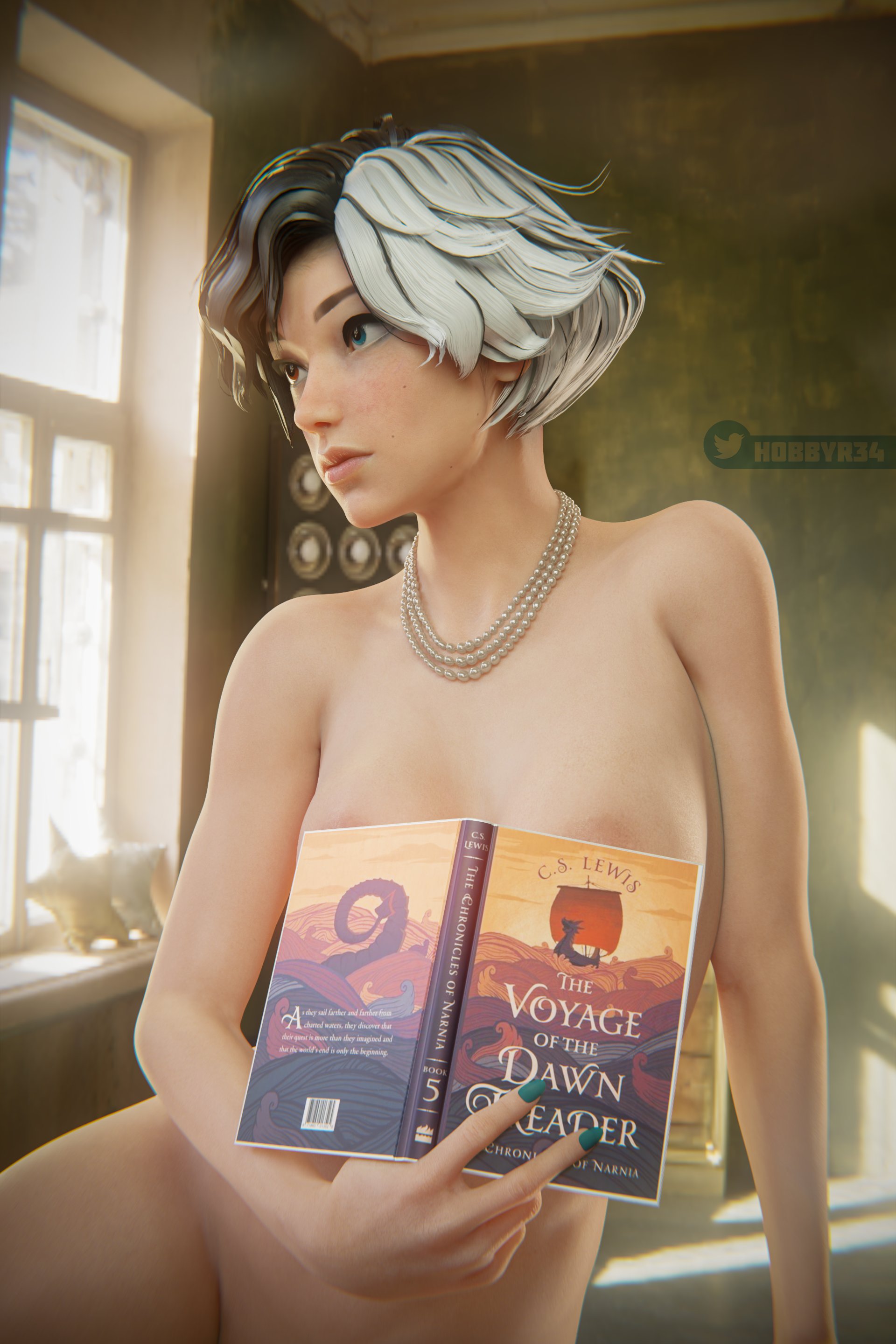 3d, book, book covering breasts, breasts, female, female focus, female only, hobbyr34, luna snow, luna snow (marvel rivals), marvel, marvel comics, marvel rivals, meme, meme reference, narnia, nude, nude female, nudity, ouch meme, tagme