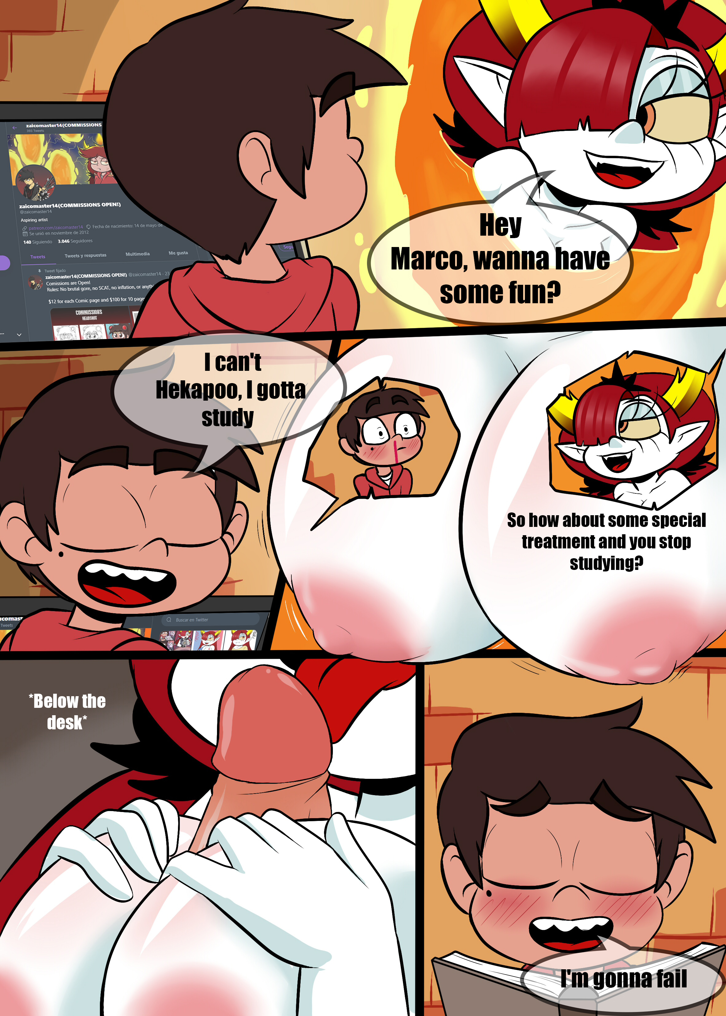 1boy, 1girls, breasts, disney, disney channel, disney xd, female, hekapoo, latino, male, marco diaz, nipples, paizuri, penis, portal, star vs the forces of evil, tagme, twitter, white skin, yellow sclera, zaicomaster14