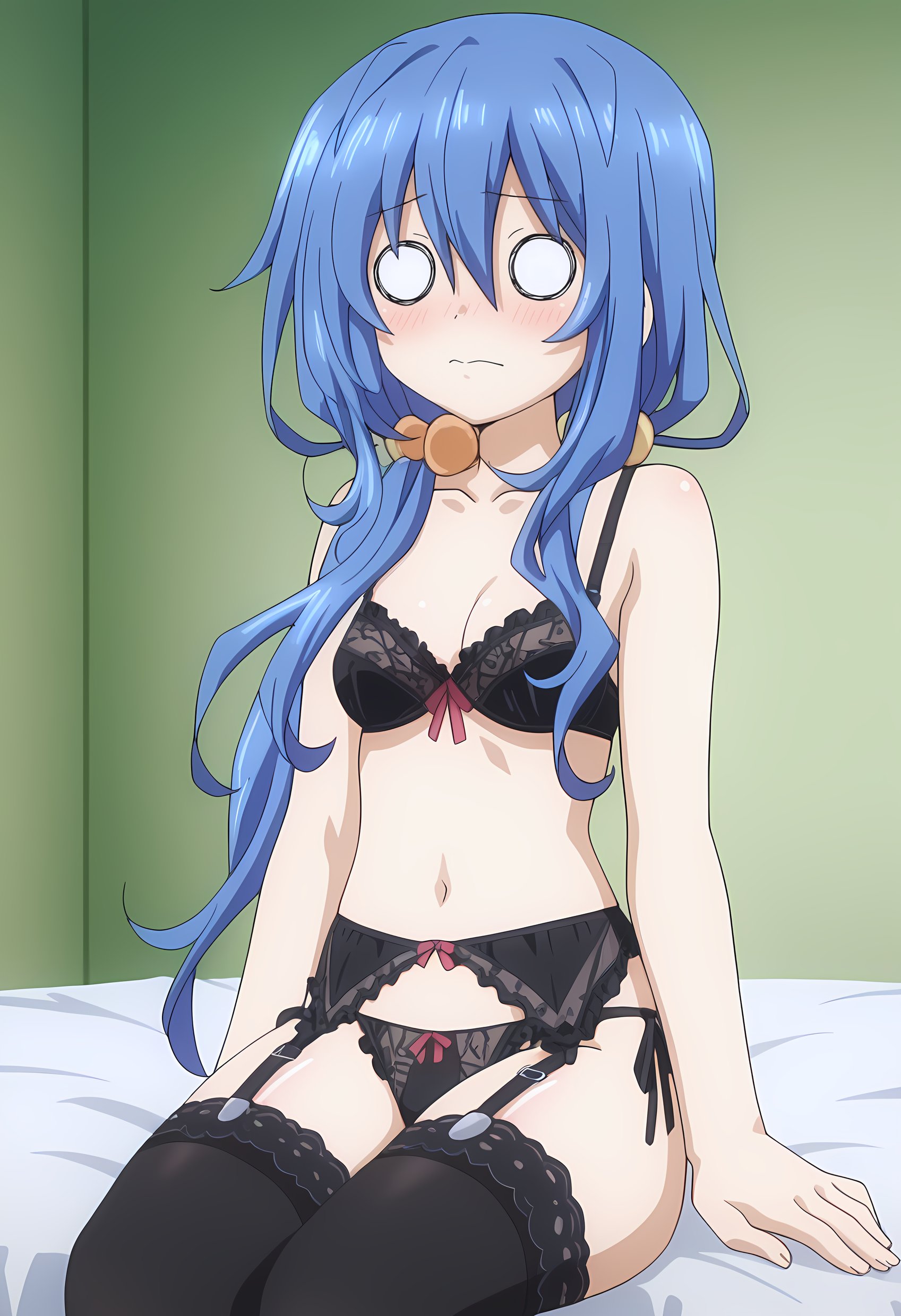 1girls, ai generated, ass, blue eyes, blue hair, daierlate, date a live, female, himekawa yoshino, panties, stockings
