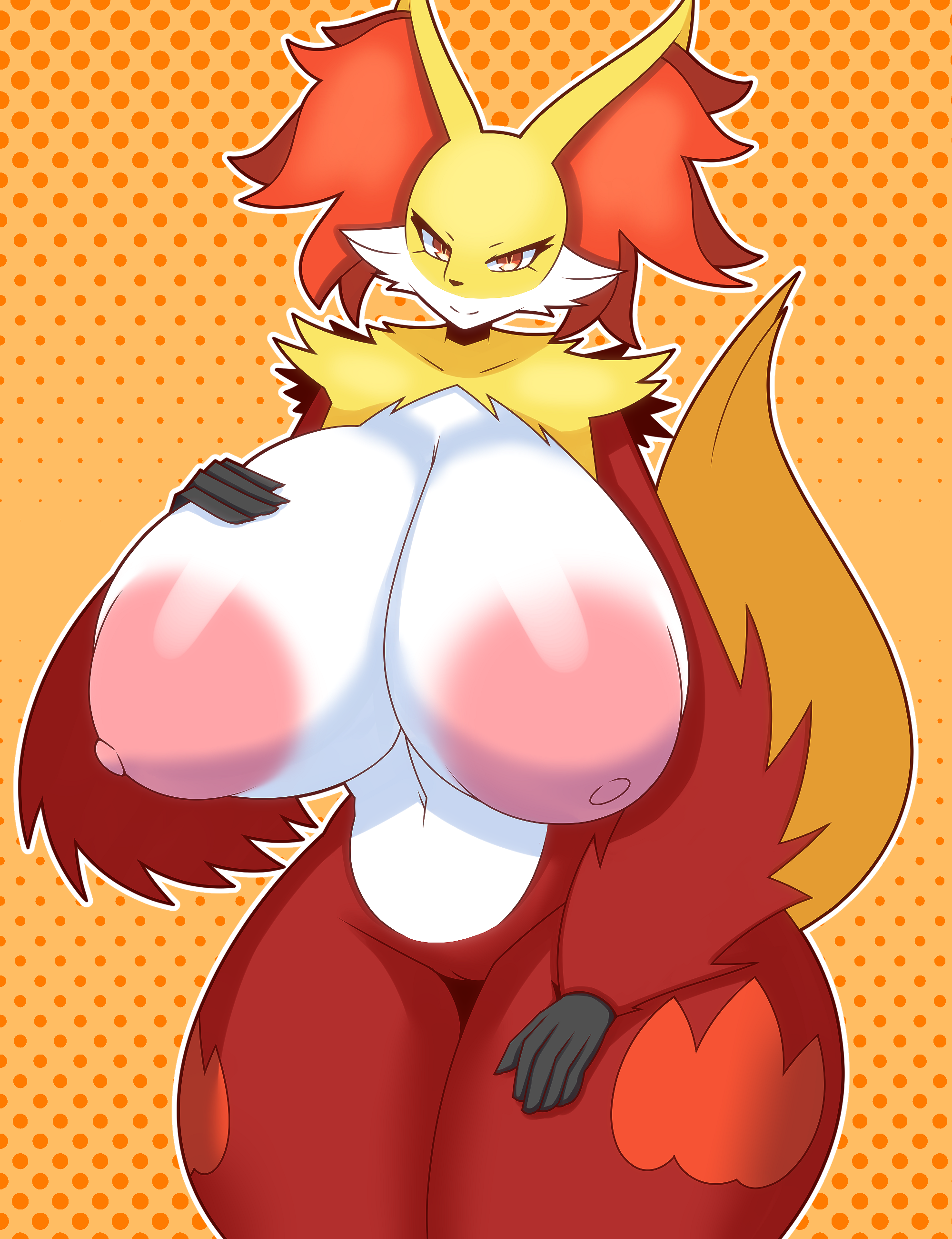 big breasts, breasts, delphox, duskyer, female, furry, huge, pokemon
