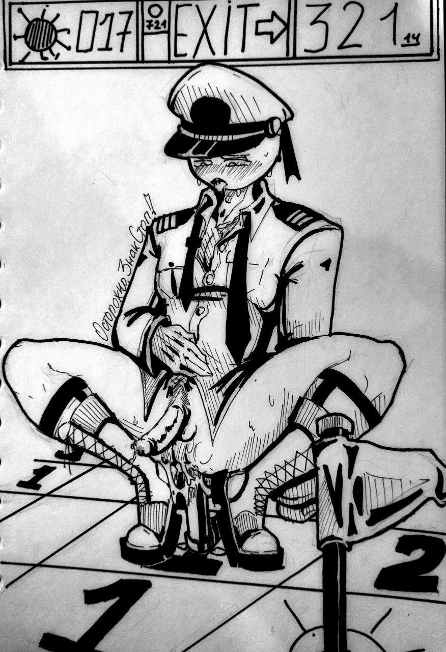 1boy, 1male, anal insertion, anal juice, anal masturbation, anal object insertion, bald, black and white, black tie, blush, blush lines, boots, bottomless, bottomless male, boy, buttons, captain hat, captain sweeper, captain's hat, circle head, flag, garter belt socks, garter straps, greyscale, hand on stomach, hat, humanoid, laced boots, legs apart, legs spread, long sleeves, looking down, male, male focus, male only, male solo, minefield, minesweeper, minesweeper plus, mouth open, number, numbers, object in ass, penetration, penis, pleasure face, russian text, shirt collar, shirt open, skinny, smooth skin, solo, solo focus, solo male, squatting, squatting position, sweat, sweatdrop, sweatdrops, sweating, sweaty thighs, tie, tongue, tongue out, toony, traditional art, traditional drawing (artwork), traditional media, traditional media (artwork), undone tie, uniform, uniform top, uniformed male, untied tie, white shirt
