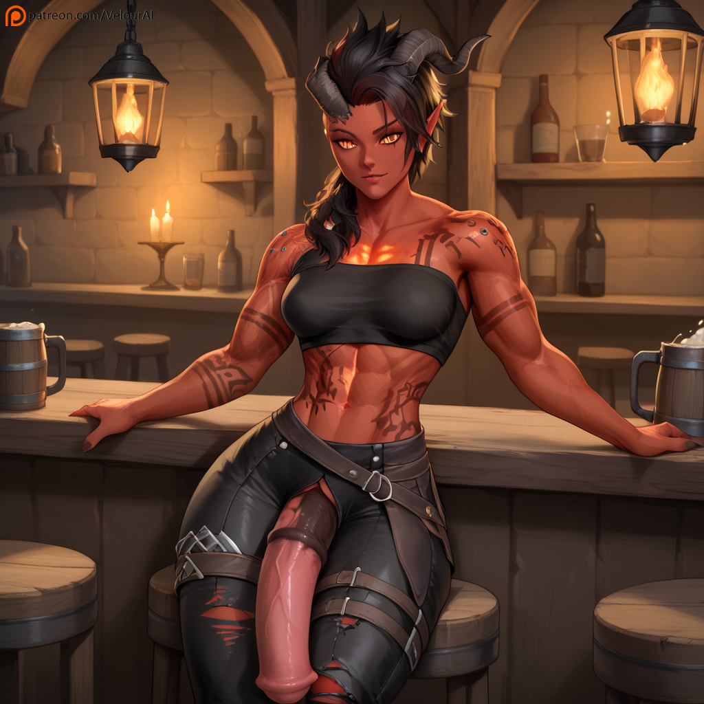 1futa abs ai_generated animal_genitalia_on_humanoid athletic athletic_futa baldur's_gate baldur's_gate_3 big_penis black_hair demon demon_futa demon_horns dungeons_and_dragons forgotten_realms futa_only futanari horsecock horsecock_futa horsecock_on_humanoid human_with_animal_genitalia human_with_horsecock intersex karlach large_penis long_hair midriff muscular muscular_arms muscular_futa nipples_visible_through_clothing patreon patreon_username penis pointy_ears red_body red_skin tavern thin_waist tiefling toned torn_clothes velour_ai