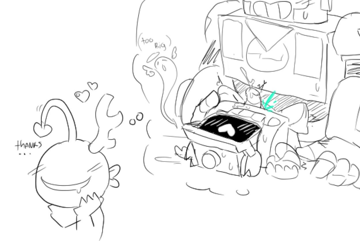 2boys, anal, anal sex, blush, brawl stars, cum, cumming, cumming together, deep blue(artist), duo, ejaculation, ejaculation while penetrated, gay, genital fluids, genitals, male, male only, male/male, penis, r-t (brawl stars), robot, sex, simple background, size difference, sketch, supercell, surge (brawl stars), sweat, sweatdrop, text, thought bubble