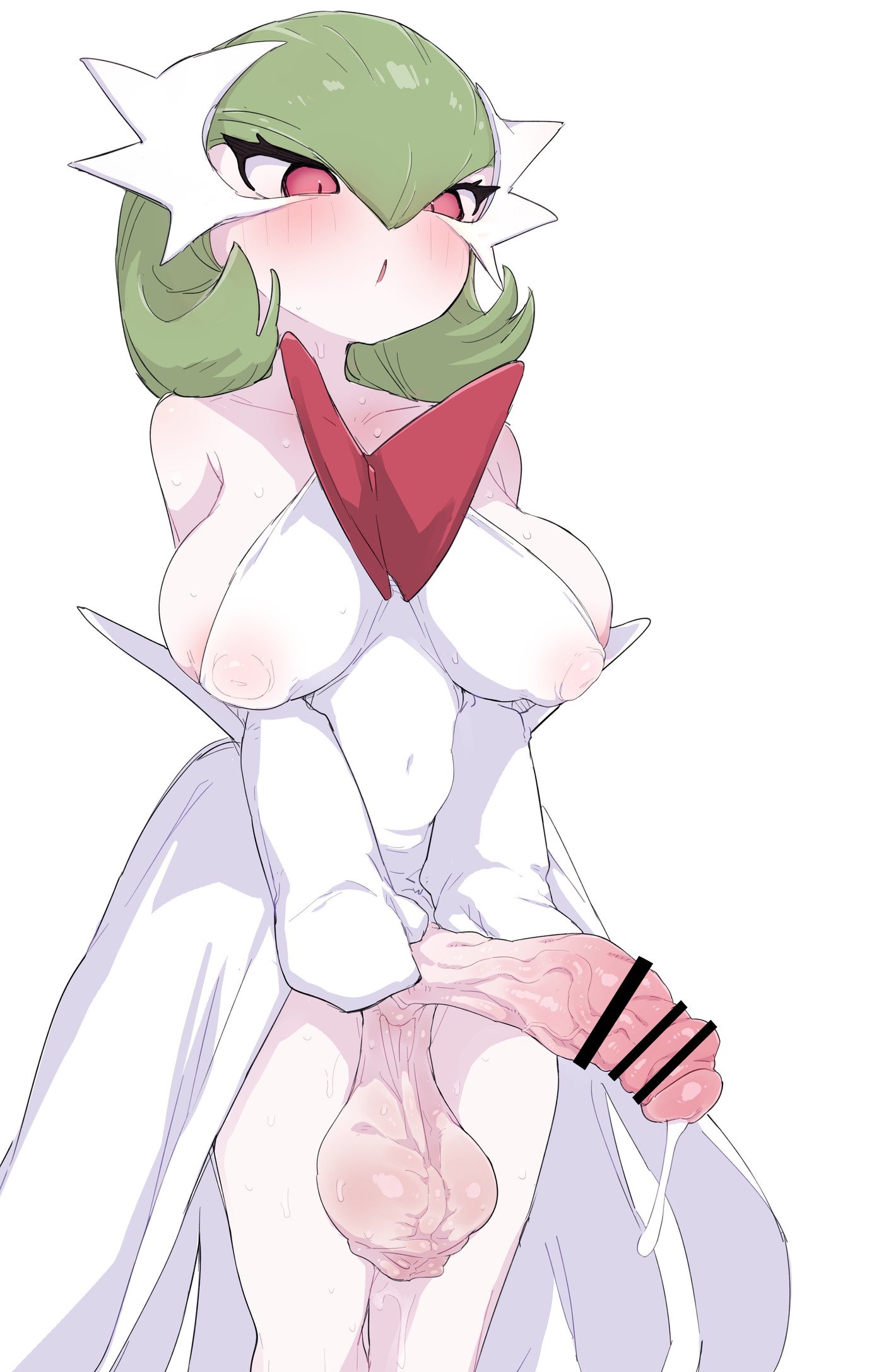 1futa, 2025, 2d, 2d (artwork), 2d artwork, areola, areola slip, areolae, areolae slip, areolae visible through clothing, balls, ballsack, bar censor, bare shoulders, belly, belly button, belly button visible through clothing, big breasts, big penis, blush, blush lines, bottomless, breasts, censor bar, censored, censored penis, clothed, clothing, cock, collarbone, cum, cum drip, cum dripping, cum dripping from penis, dick, dress, dress lift, dripping cum, dripping penis, emanonta, erection, futa only, futanari, game freak, gardevoir, green hair, hi res, highres, huge cock, humanoid, humanoid penis, intersex, intersex only, lifting clothing, lifting dress, lifting skirt, mega evolution, mega gardevoir, midriff, navel, navel visible through clothes, nintendo, nipple bulge, nipples, nipples visible through clothing, nyorubee, partially clothed, penis, pink eyes, pokemon, pokemon (species), pulling clothing, sagging balls, saggy balls, short hair, sideboob, skirt, skirt lift, skirt up, solo, solo futa, standing, stomach, sweat, sweatdrop, sweating, sweaty, sweaty balls, sweaty body, sweaty genitalia, testicles, vein, veiny penis, white body, white skin
