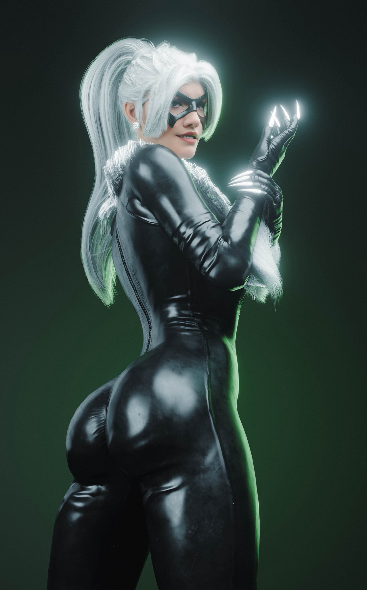 1girls, 2025, 3d, 3d (artwork), alluring, ass, big ass, big butt, black cat (insomniac), black cat (marvel), bodysuit, claws, commission, commission art, curvaceous, curvaceous body, curvaceous female, curvaceous figure, curvaceous hips, curvy, curvy body, curvy female, curvy figure, curvy hips, domino mask, ear piercing, enticing, eyelashes, eyemask, eyeshadow, felicia hardy, female, hell4ide, hips, hourglass figure, huge ass, huge butt, large ass, large butt, light skin, light-skinned female, looking at viewer, marvel, marvel comics, mask, masked, masked female, massive ass, massive butt, ponytail, red lipstick, seducing, seductive, seductive look, shiny, shiny ass, shiny body, shiny butt, shiny clothes, simple background, skin tight, smile, smiling, smiling at viewer, solo, solo female, spider-man (insomniac series), spider-man (ps4), spider-man (series), spider-man 2 (ps5), superheroine, teasing, teasing viewer, temptation, tempting, tempting viewer, thick, thick ass, thick butt, thick hips, thick thighs, tight clothes, tight clothing, voluptuous, voluptuous female, white fur, white hair, wide hips