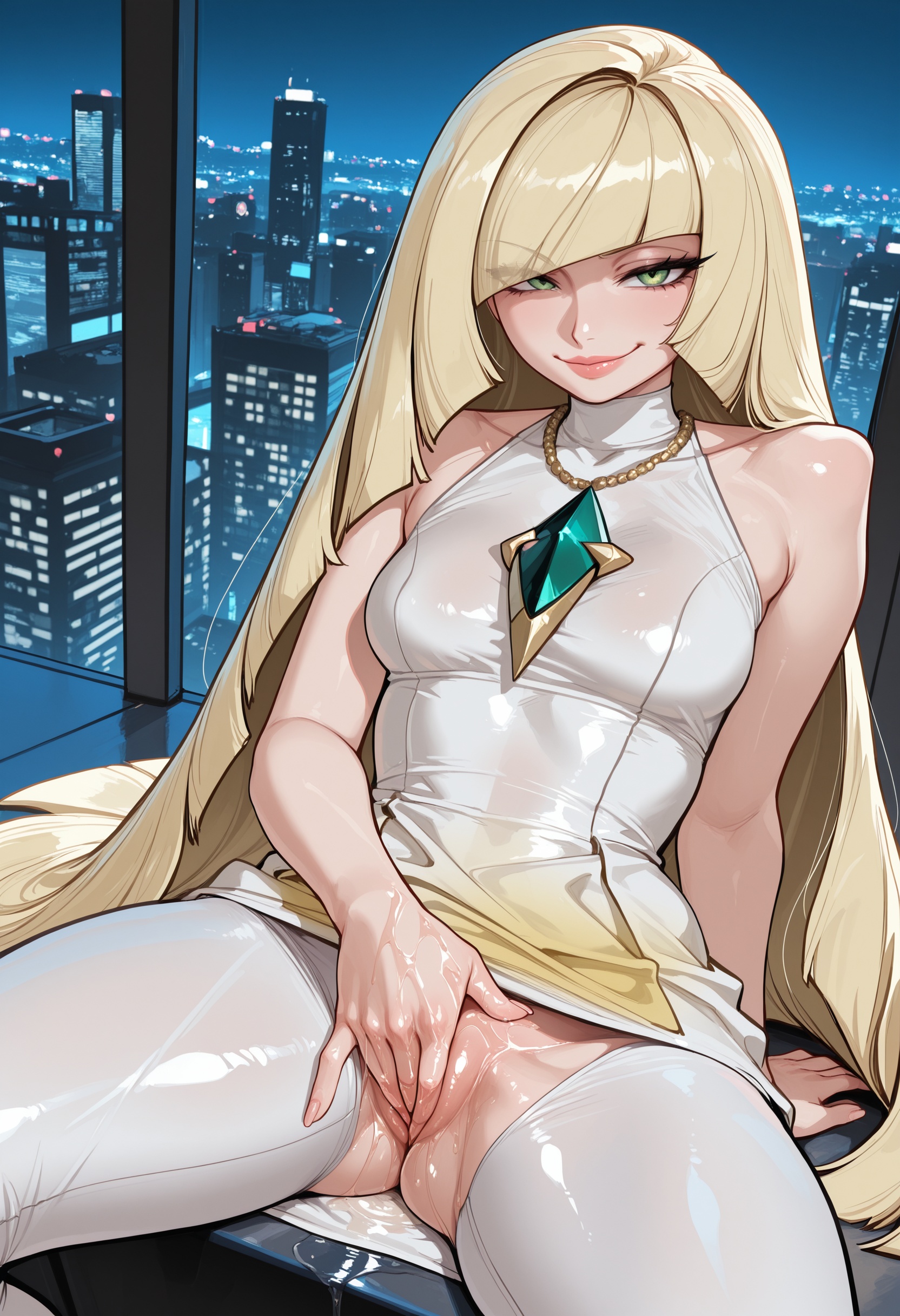1girls, ai generated, ass, big ass, big breasts, big butt, big hips, big penis, big thighs, blonde female, blonde hair, breasts, cleavage, clothed, clothing, comic, comic page, curvy, curvy body, curvy female, curvy figure, curvy hips, dress, eyebrows, eyelashes, female, female only, fingering, gem, green eyes, grin, grinning, grinning at viewer, hair, hands-free, huge ass, huge breasts, human, humanoid, indoors, legs, lips, long hair, looking at viewer, lusamine (pokemon), makeup, masturbation, medium breasts, milf, narrow waist, narrowed eyes, nose, pokemon, pokemon sm, pussy, pussy juice, seducing, seductive, seductive eyes, seductive gaze, seductive look, seductive mouth, seductive pose, seductive smile, sex, sexy, sexy armpits, sexy body, sexy female, sexy pose, shoulders, smile, smile at viewer, smiley face, smooth skin, solo, solo female, solo focus, solvane, speech, speech bubble, speech bubbles, text, text bubble, thick, thick ass, thick legs, thick thighs, thighhighs, thighs, vagina, vaginal penetration, waist