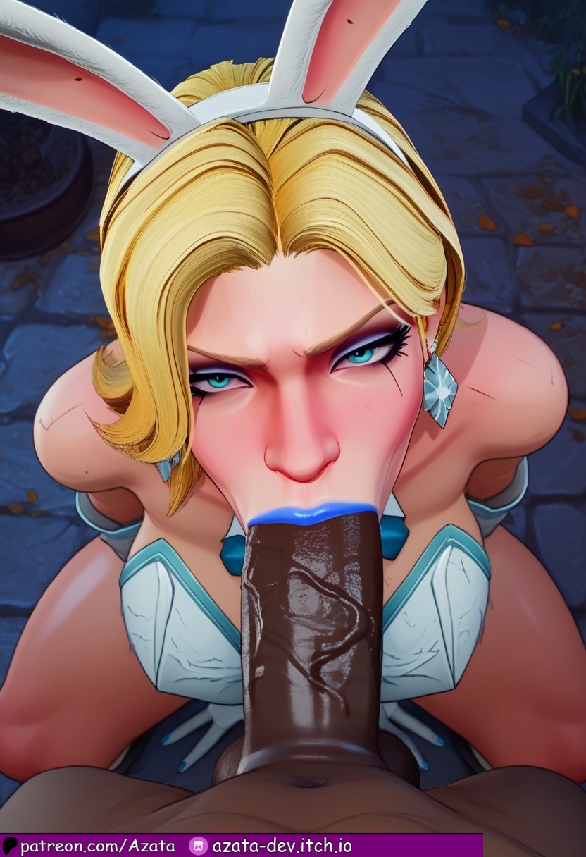 1boy, 1girls, absurdly large cock, ai generated, azataai, balls, big breasts, blonde female, blonde hair, blue eyes, blue lipstick, bob cut, breasts, bunny ears, bunny girl, bunnysuit, collar, dark penis, dark skin, dark-skinned male, deep blowjob, deepthroat, emma frost, emma frost (marvel rivals), fat penis, female, hand on hip, highres, huge balls, imminent oral, in love with cock, interracial, leotard, lewd eyes, looking at viewer, lustful gaze, male, marvel, marvel comics, marvel rivals, mesmerized, musky cock, partial male, passionate fellatio, penis, penis awe, penis on face, pov eye contact, smug grin, solo female, solo focus, squatting, thick legs, thick penis, vacuum fellatio, veiny penis, white queen