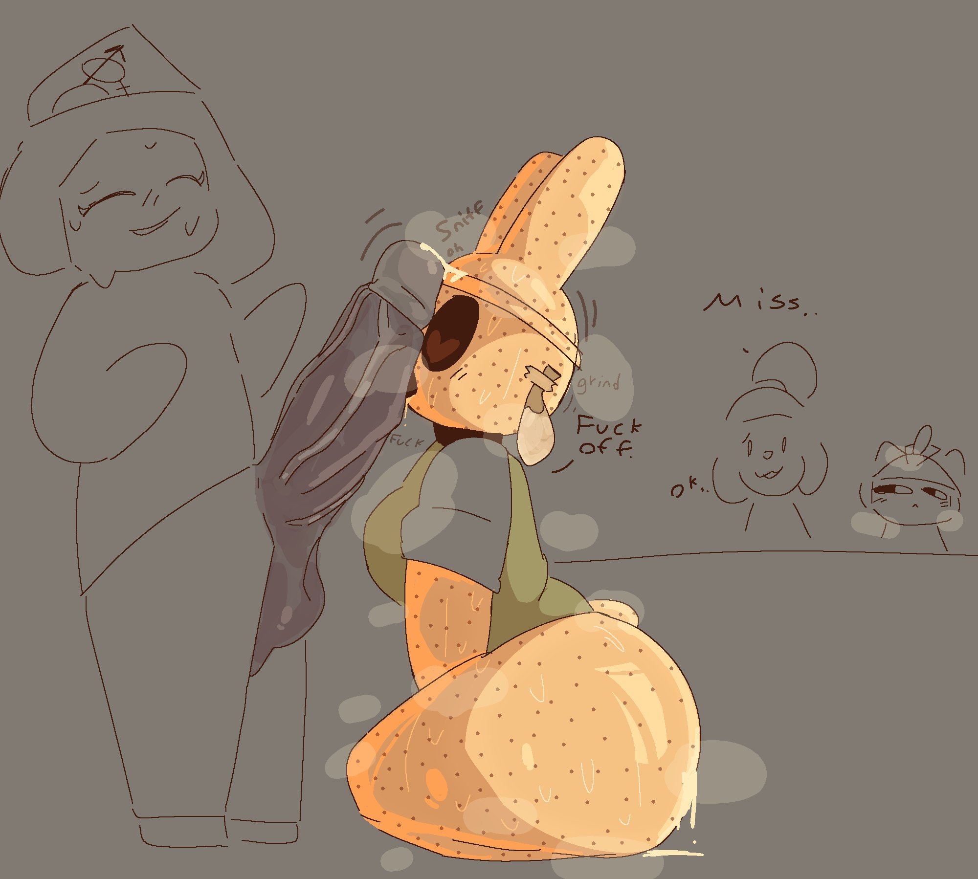 1futa, 1girls, animal crossing, animal crossing girl, ass, ass freckles, cock drunk, coco (animal crossing), female, freckles, futanari, heart-shaped pupils, huge ass, huge cock, jurynavtheram, jurynavthesheep, kneeling, nintendo, penis awe, penis on face, thick thighs, villager (animal crossing)