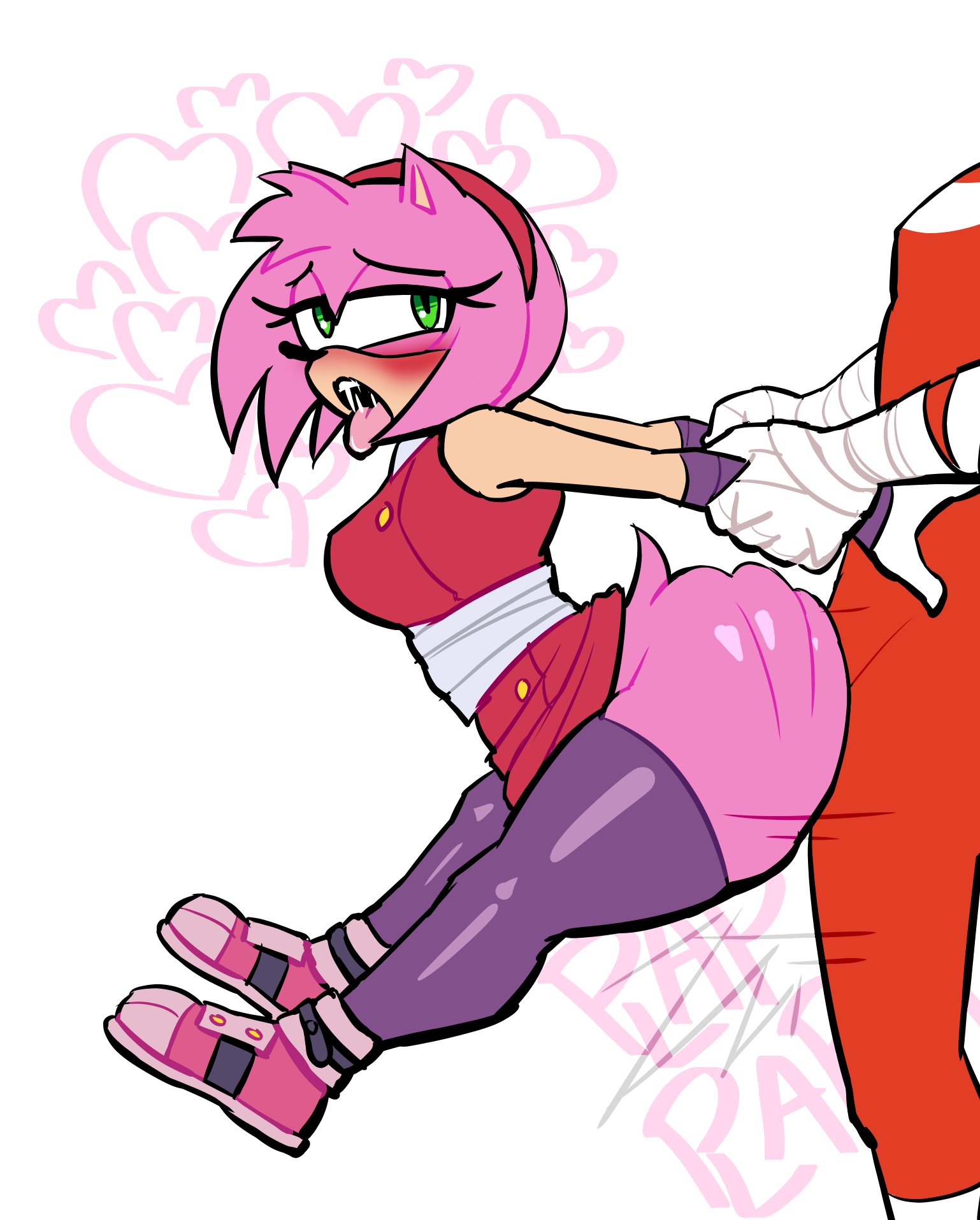 1boy, 1girl, amy rose, amy rose (boom), big ass, female, knuckles (boom), knuckles the echidna, looking back, lovetopullmicke, pink fur, sex, sex from behind, sonic (series), sonic boom, sonic the hedgehog (series), suspended congress, vaginal, vaginal penetration, vaginal sex