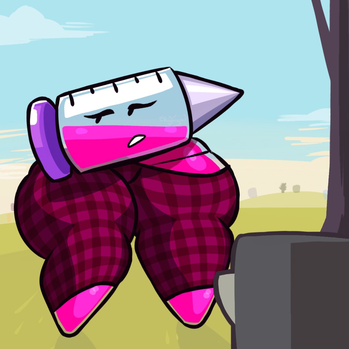 1female, 1females, 1girl, 1girls, 2d, 2d art, announcer (bfdi), ass, battle for dream island, battle for dream island elsewhere, bfdi, bfdie, big thighs, butt, huge ass, huge butt, huge thighs, jacknjellify, jnj, loose clothes, loose pants, needy (bfdie), object show, object show community, object shows, osc, pajama pants, sagging pants, solo female, thick thighs, thigh gal
