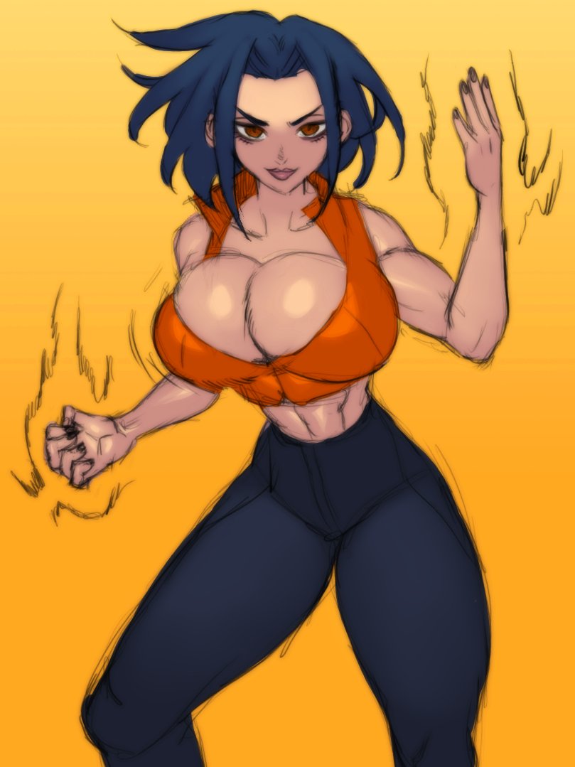 1girls, 2021, aged up, asian, bare shoulders, beige skin, big breasts, black hair, breasts, brown eyes, bursting breasts, busty, cleavage, dark hair, female, female focus, female only, fully clothed, hips, hourglass figure, huge breasts, human, human only, jackie chan adventures, jade chan, jay-marvel, large breasts, long hair, looking at viewer, plain background, smile, solo, solo focus, voluptuous