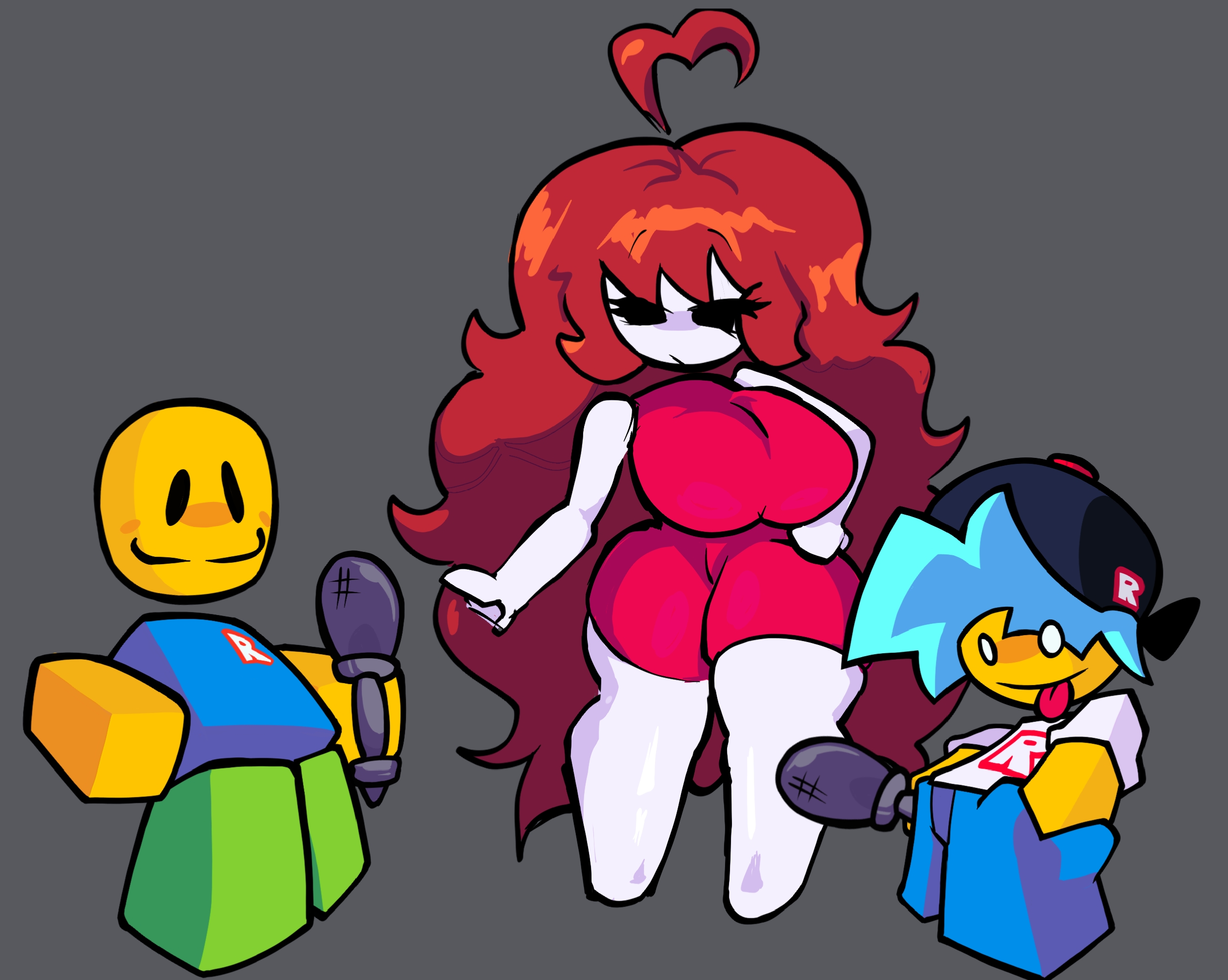 1girl2boys, auburn hair, big ass, big breasts, big butt, big thighs, blocky body, bloxxin'funk, boyfriend (bloxxin'funk), boyfriend (friday night funkin), cl0wnz, friday night funkin, friday night funkin mod, girlfriend (bloxxin'funk), girlfriend (friday night funkin), noob, noob (roblox), questionable, roblox, robloxian, tagme, taller female, thick, thick ass, thick legs, thick thighs, twitter link