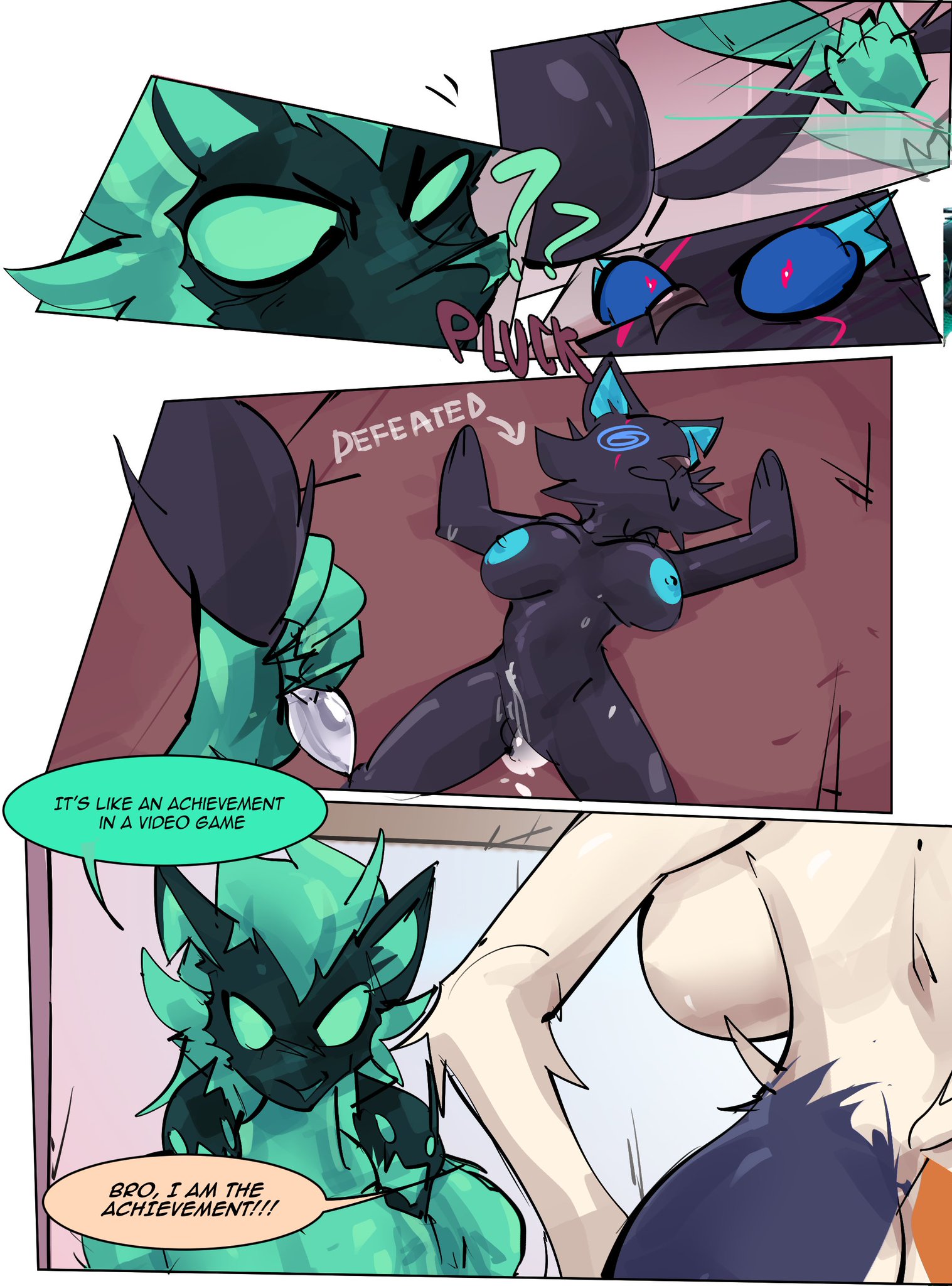 2d, cerberus (fortnite), comic, comic page, fortnite, meow skulls (fortnite), penis, pussy, sirkerner, tagme, text