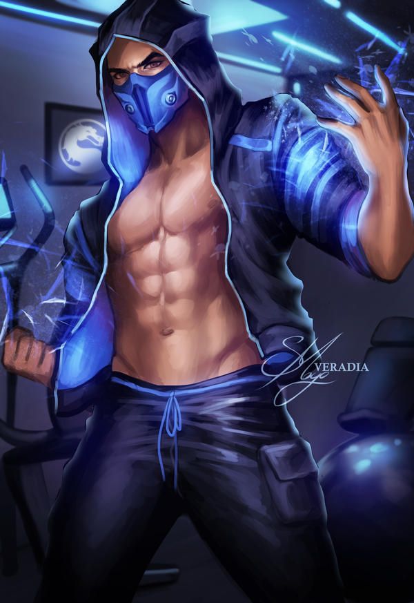 1boy barely_clothed detailed_background hood jacket kuai_liang logo male_only mask masked mortal_kombat muscular muscular_male netherrealm_studios posing serious_look signature solo_male sub-zero tagme trousers veradia