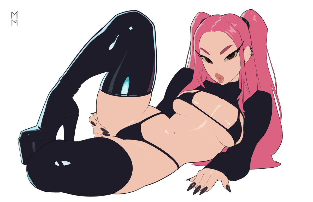 1girls, big thighs, bike shorts, bikini, bikini top, black boots, boots, breasts, breasts out, curvy, female, female only, flat chest, high heel boots, high quality, high resolution, highres, huge thighs, kpop demon hunters, latex, latex clothing, latex legwear, latex suit, looking at viewer, marsupialman, massive thighs, mira (kpop demon hunters), pink hair, pinup, small breasts, tagme, thick legs, thick thighs, thigh boots, thong, thong bikini, thunder thighs, thunderthighs, tits out, wide hips, wide thighs