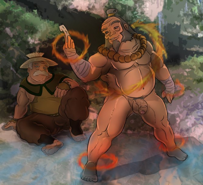 avatar_the_last_airbender bulge canyon_guide clothing elseven fire flaccid human iroh male male_only multiple_males nude penis pubic_hair straight_hair tagme