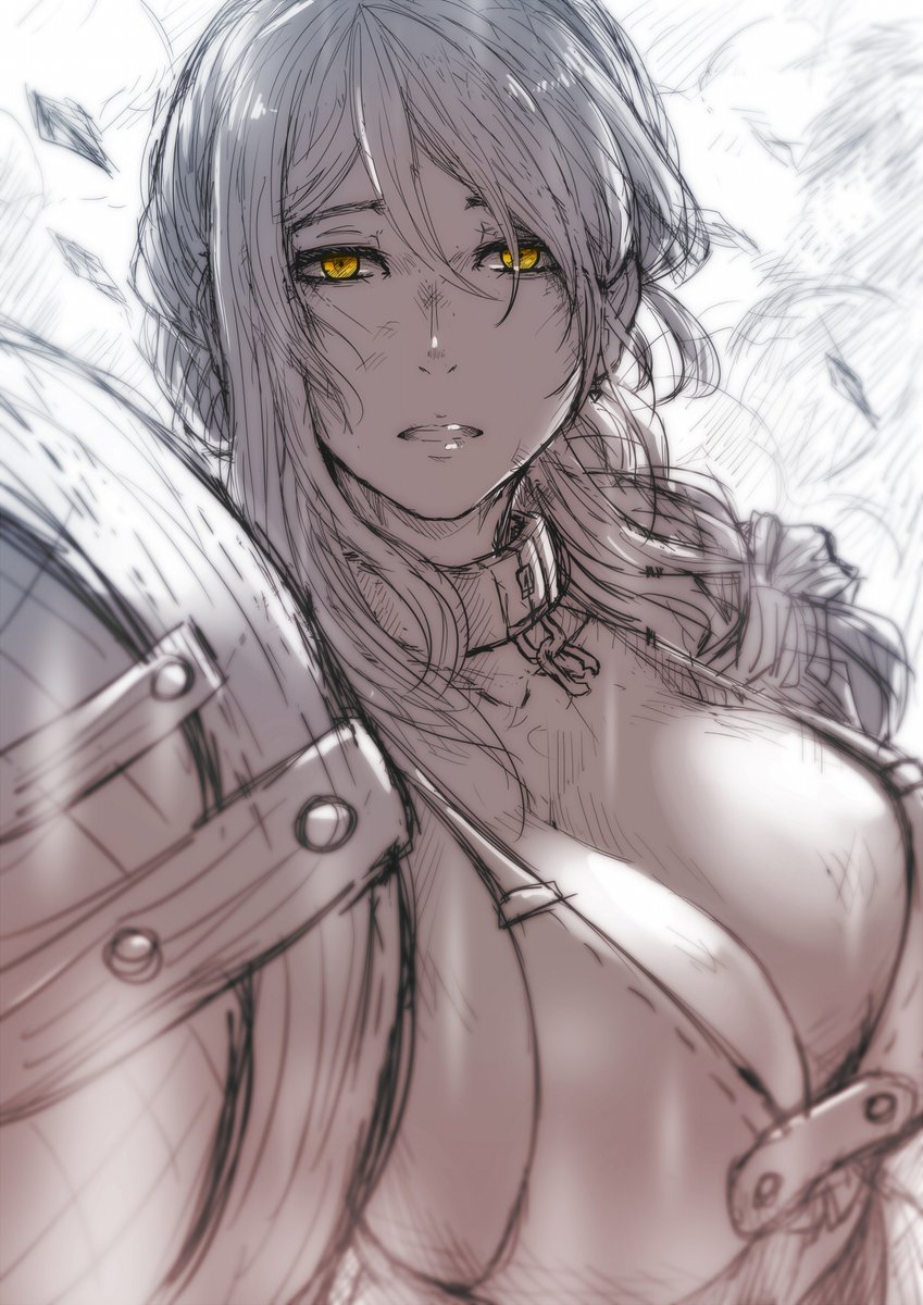 big breasts, breasts, female, female only, long hair, looking at viewer, mistimagi, solo, yellow eyes
