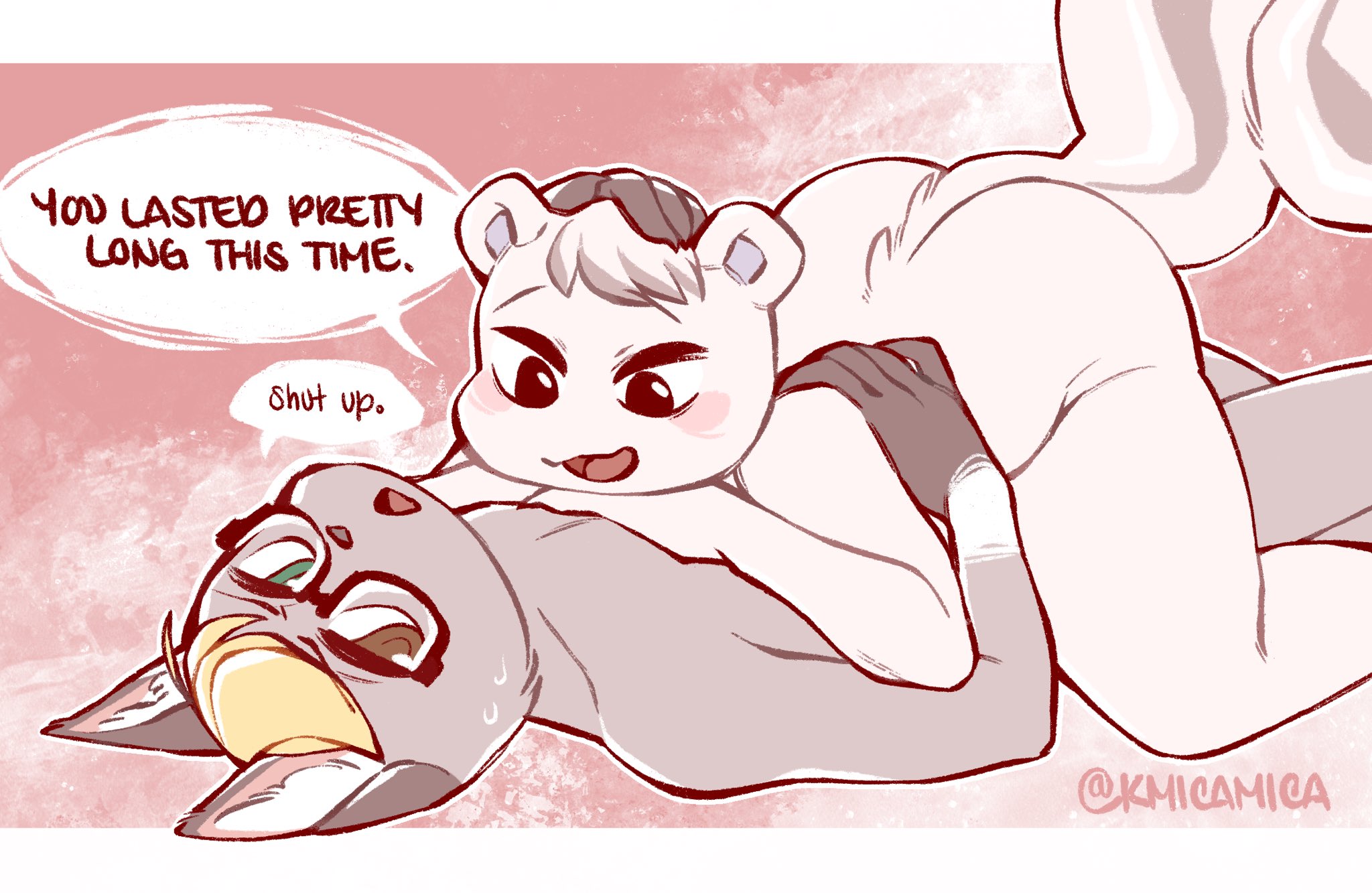 2020, animal crossing, ass, gay, glasses, glasses on head, kmicamica, male, marshal (animal crossing), nintendo, raymond (animal crossing), thick thighs, thighs, yaoi