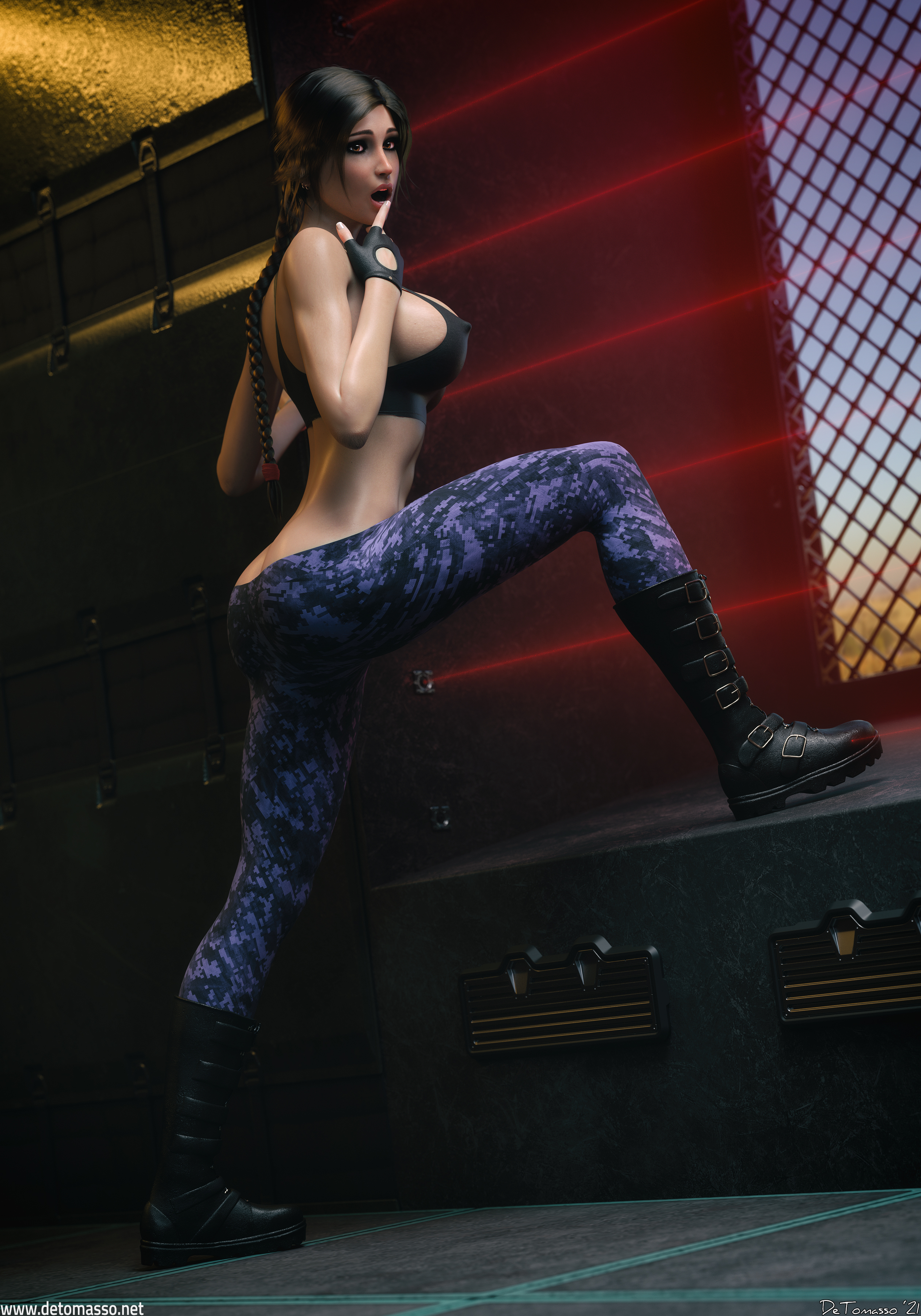 3d, athletic, athletic female, big breasts, breasts, busty, crop top, detomasso, erect nipples, female, hourglass figure, lara croft, lara croft (classic), makeup, nipple bulge, sex, tagme, tank top, tomb raider, tomb raider (classic), wide hips