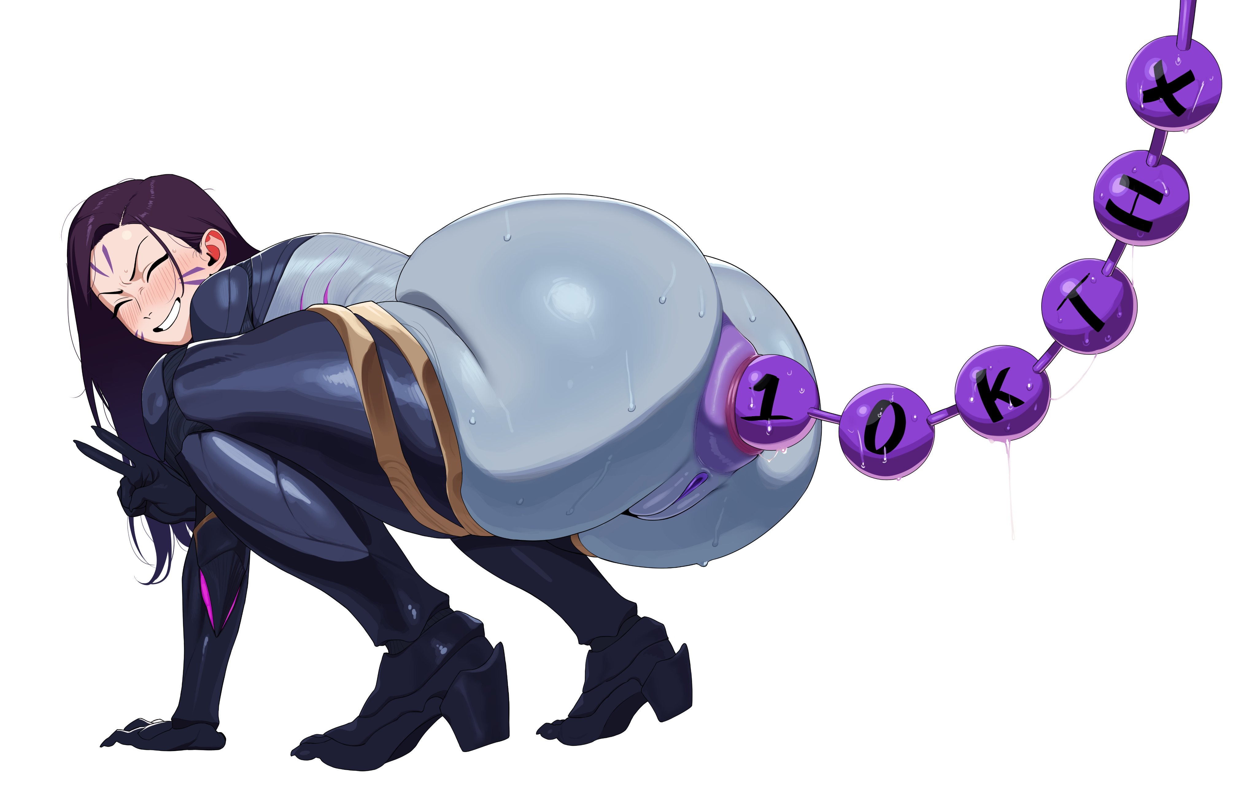 1girls, anal, anal beads, anal beads pull, big anus, big ass, colored anus, crouching, huge anal beads, league of legends, nakge, nakge06, peace sign, pussy, smiling, smiling at viewer, sweat, sweatdrop, sweating, sweaty body, tagme, thick thighs, twitter link
