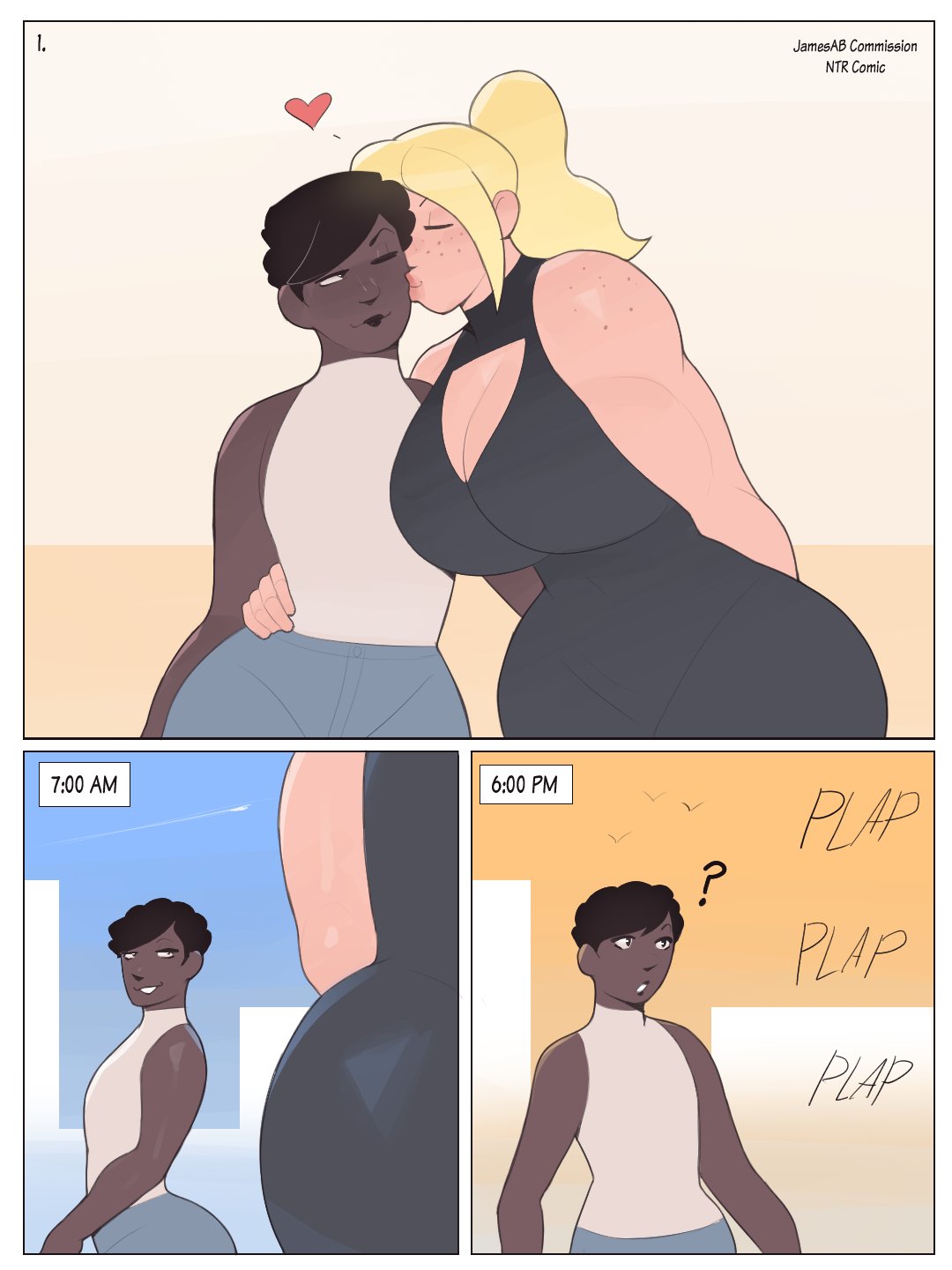 2girls, bisexual female, cheating girlfriend, chocolate and vanilla, cuckquean, dark-skinned female, huge ass, huge breasts, impregnation request, interracial, jamesab, lesbian to straight, lesbian with male, light-skinned female, light-skinned male, ntr, orientation play, panels, questionable, wedding ring