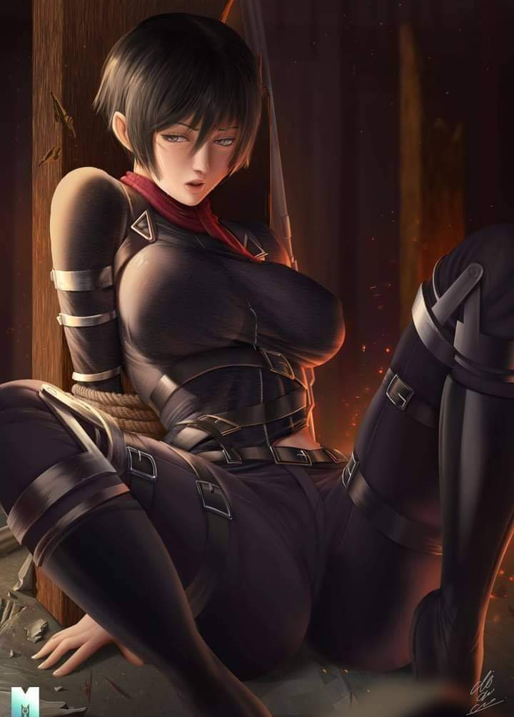 1girls, attack on titan, black hair, breasts, clothing, female, female only, fully clothed, medium breasts, mikasa ackerman, moi'dukdum, shingeki no kyojin, short hair, solo