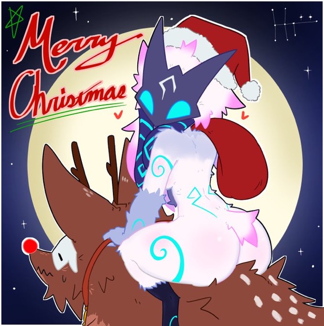 1girls blue_eyes christmas christmas_headwear female furry_ears furry_only furry_tail glowing glowing_eyes kindred lamb_(league_of_legends) league_of_legends looking_at_viewer looking_back looking_back_at_viewer mask masked masked_female raindeer red_nose rudolph_the_red_nosed_reindeer tagme white_body white_fur