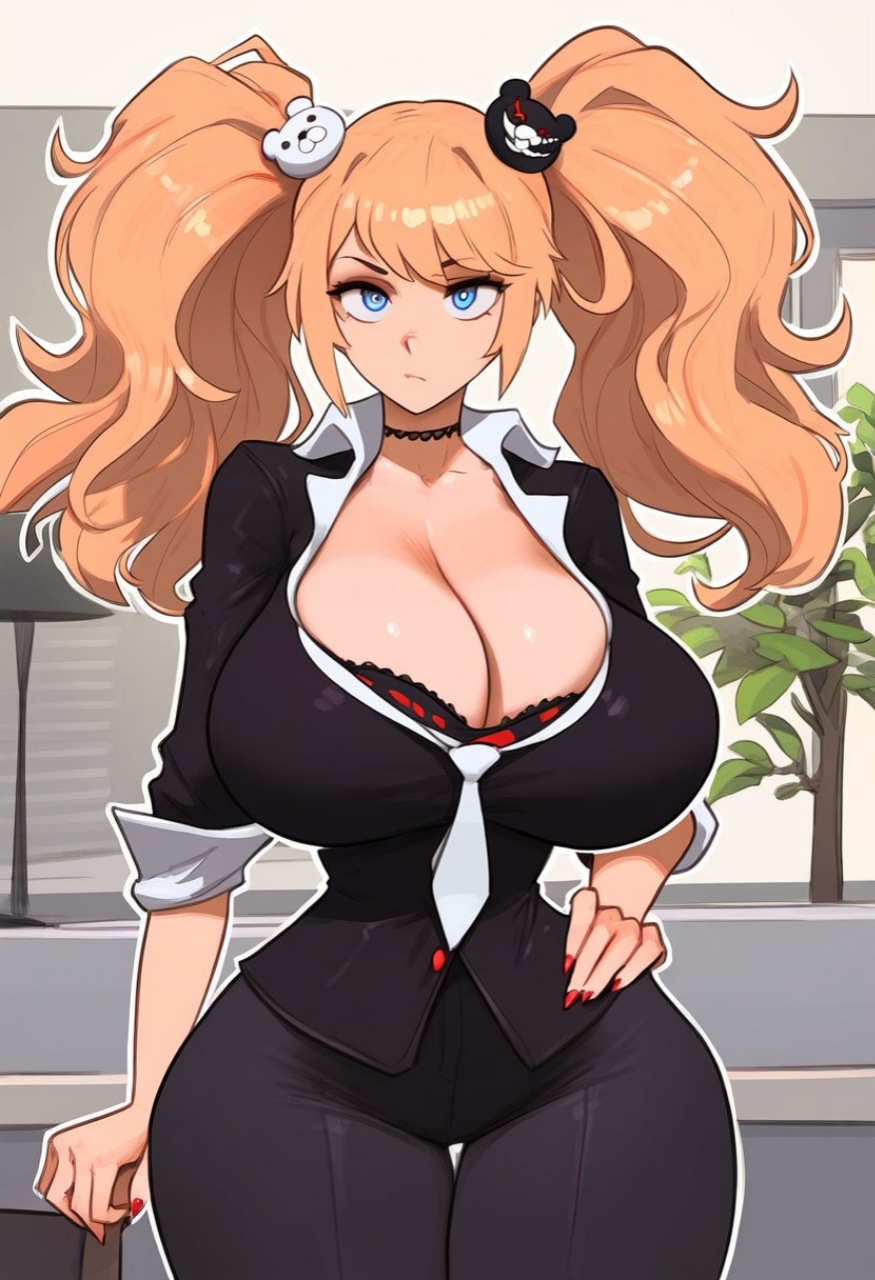 1girls, ai generated, big breasts, breasts, danganronpa, female, female only, junko enoshima, oppai, solo, solo female