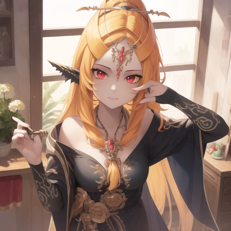 1girls ai_generated big_breasts black_sports_bra breasts clothing female female_only happy long_hair midna ruptuorie shorts solo the_legend_of_zelda twili_midna