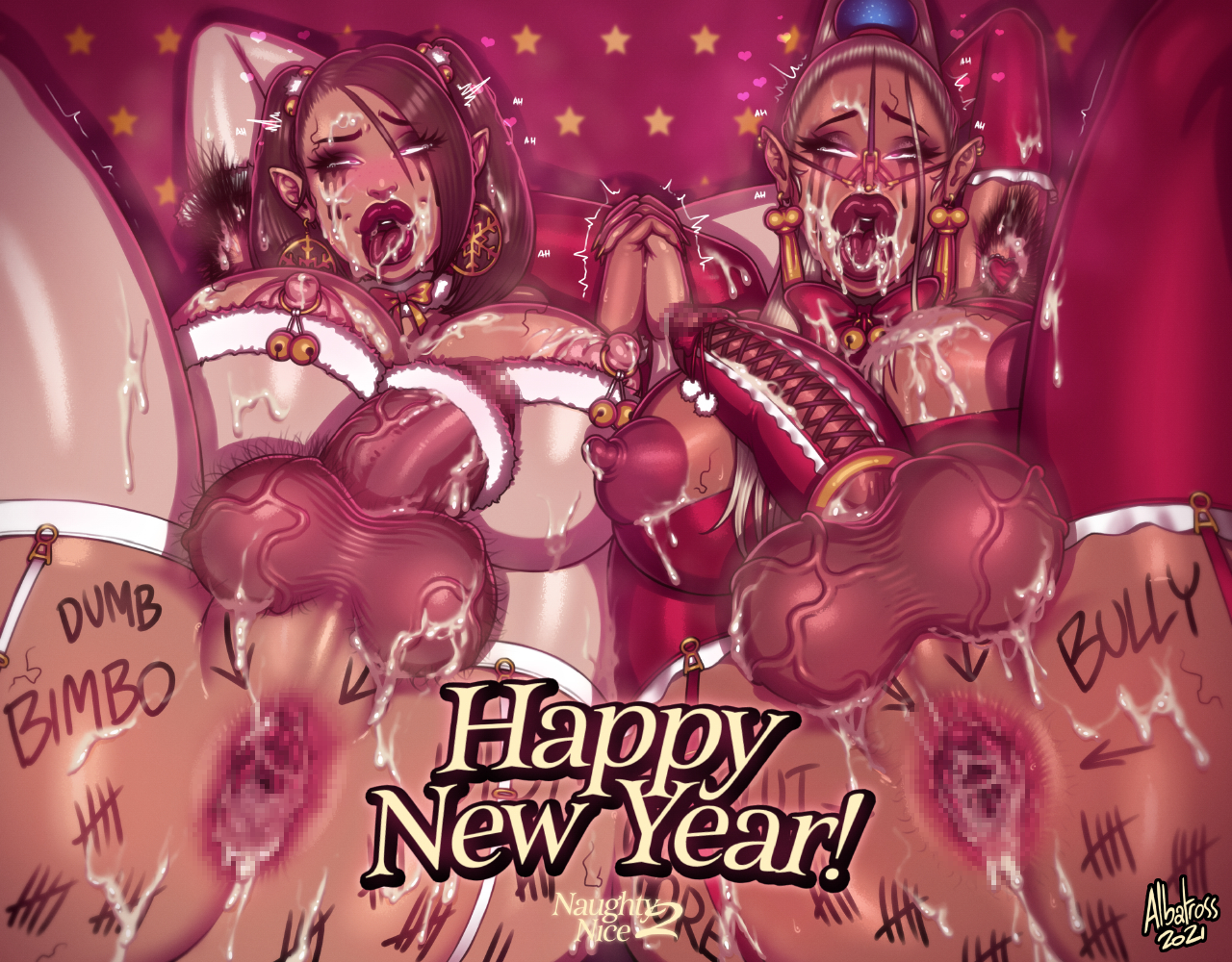 2futas, after transformation, albatross (artist), anus, armpit hair, armpits, ass expansion, bimbo, bimbo body, bimbo lips, bimbofication, bimbofied, body transformation, bondage, breast expansion, breast growth, breast growth (enlargement), breasts, cameltoe, christmas, comic, ebonization, elf female, english text, erection, female, figure transformation, futa armpit hair, futa only, futa sans pussy, futa transformation, futanari, futasub, glasses, hairy armpits, hourglass figure, intersex, jingle bell, lexi (albatross), lingerie, lips, mostly nude, nipple piercing, nipples, nose hook, nude, nude futa, penis, piercing, pointy ears, post-transformation, pussy, race swap, restrained, sammi (albatross), spread legs, thick lips, thick thighs, thigh expansion, transformation