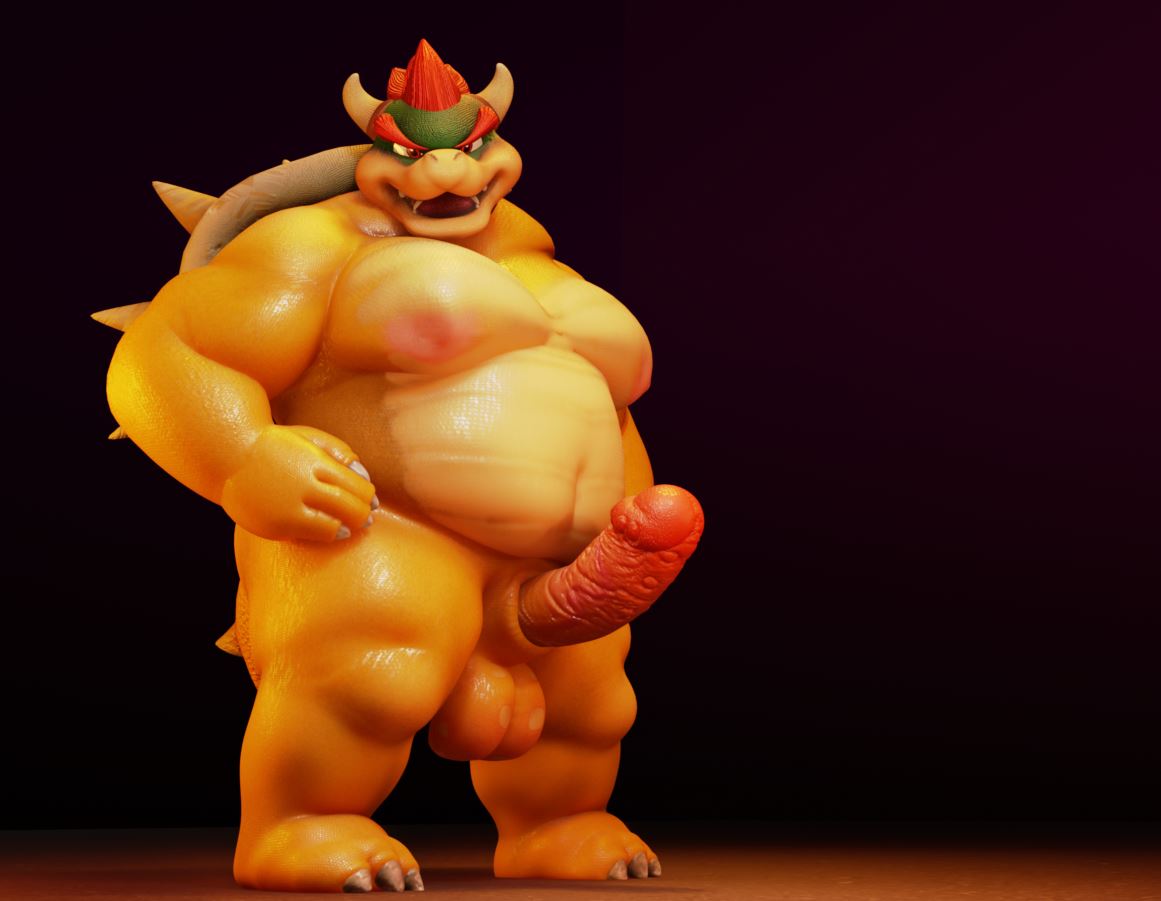 1boy 3d anthro ass balls bara big_balls big_butt big_penis blender_(artwork) bowser digital_media dragon erection fat fat_belly fat_man genitals male male_only mario_(series) mythological_creature mythological_scalie mythology nintendo obese obese_anthro obese_male overweight overweight_anthro overweight_male penis reptile scalie solo turtle under_balls unknown_artist