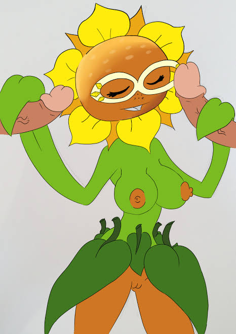 1girls 2boys flower handjob human_on_plantie normal_breasts plant plant_girl plantie plants_vs_zombies plants_vs_zombies_2:_it's_about_time simple_background singer sunflower sunflower_(pvz) sunflower_singer_(pvz)