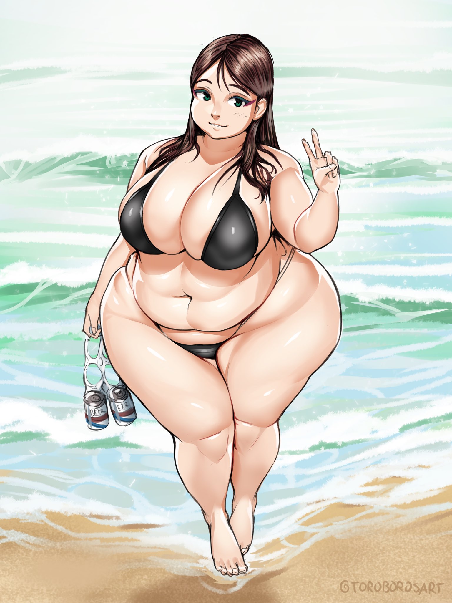 1girls, bbw, big breasts, bikini, breasts, cleavage, female, female only, large breasts, looking at viewer, overweight, overweight female, thick thighs, toroboro, wide hips