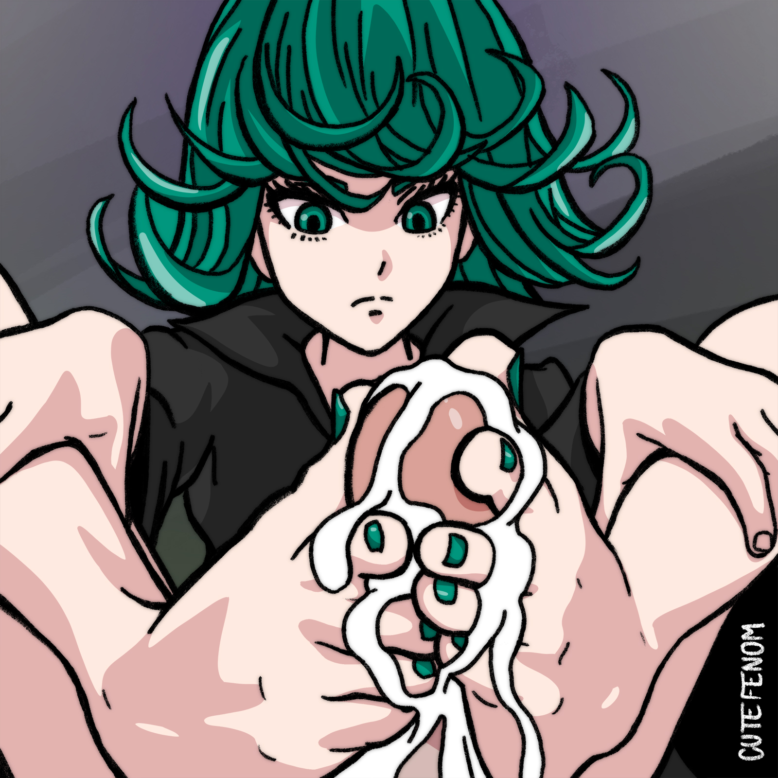 1girls, barefoot, cum, cum on feet, curly hair, cutefenom, female, foot fetish, footjob, green eyes, green hair, green toenails, hands on legs, male, one-punch man, penis, short green hair, short hair, tatsumaki, toenail polish