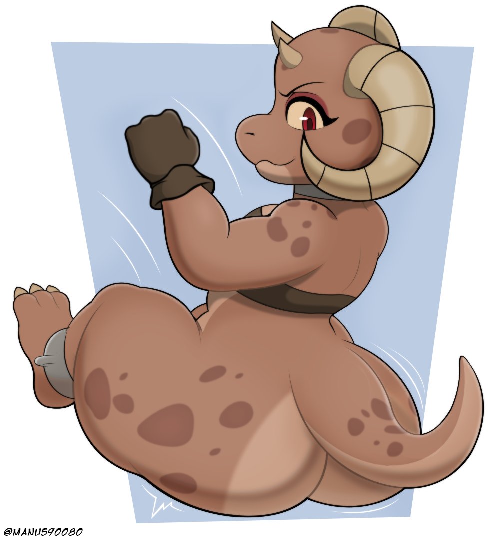 ass, ass focus, back, back view, big ass, big ass (female), big butt, big butt (female), butt focus, female, horns, kobold, madmanart, original character, piko (simplifypm), red eyes, tail, thick ass, thick butt, thick thighs, thighs