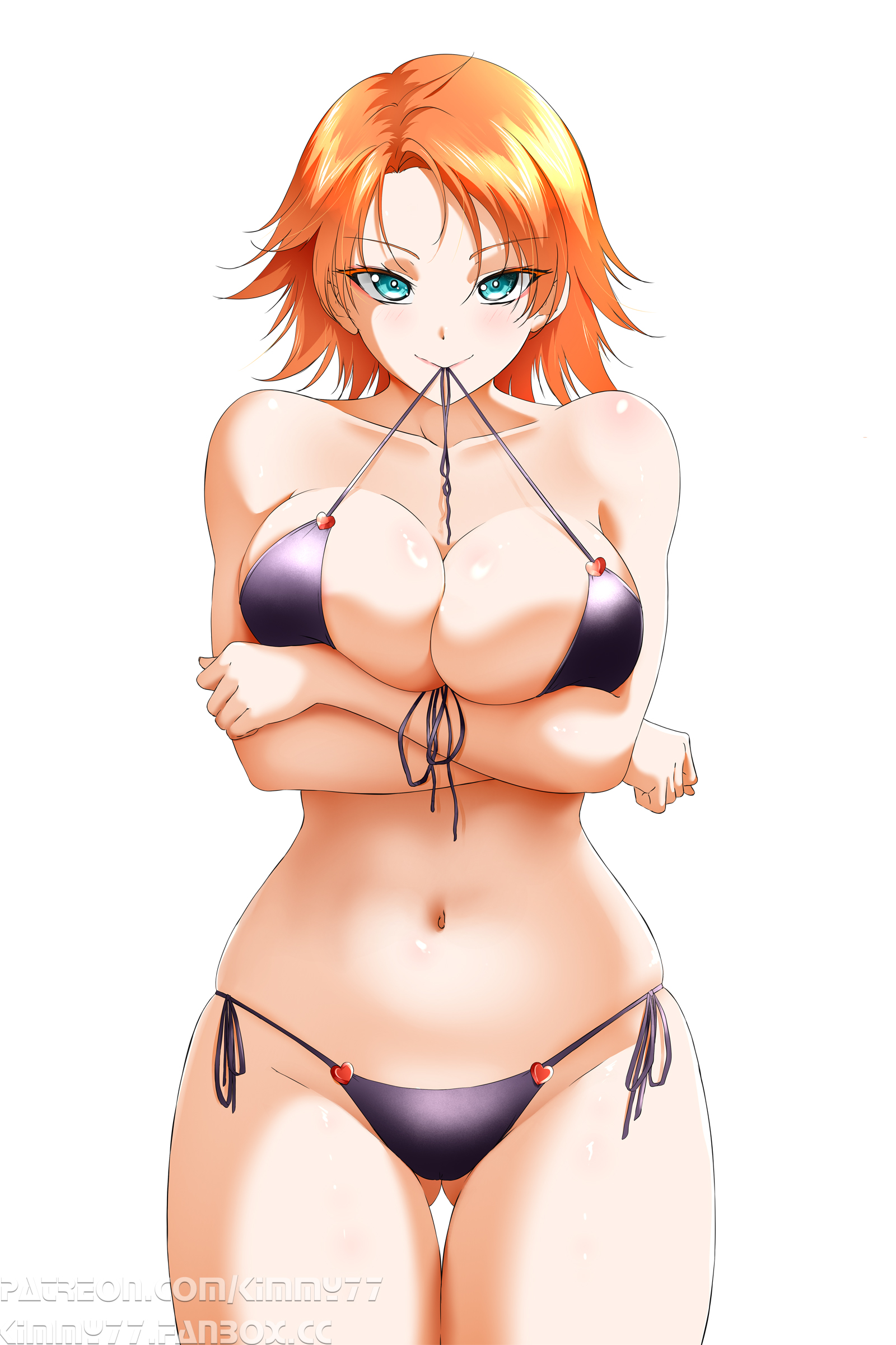 1girls, big breasts, bikini, breasts, female, female only, holding breast, kimmy77, nora valkyrie, rwby, solo