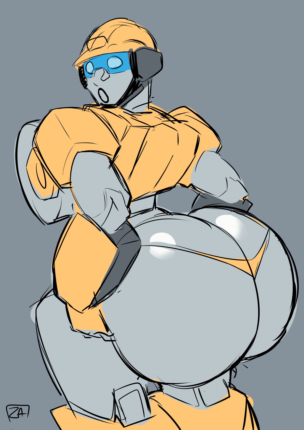 ass, big ass, fan character, female, fembot, huge ass, road roller (zestysauce), robot, robot girl, robot humanoid, solo, thong, transformers, visor, yellow thong, zestysauce