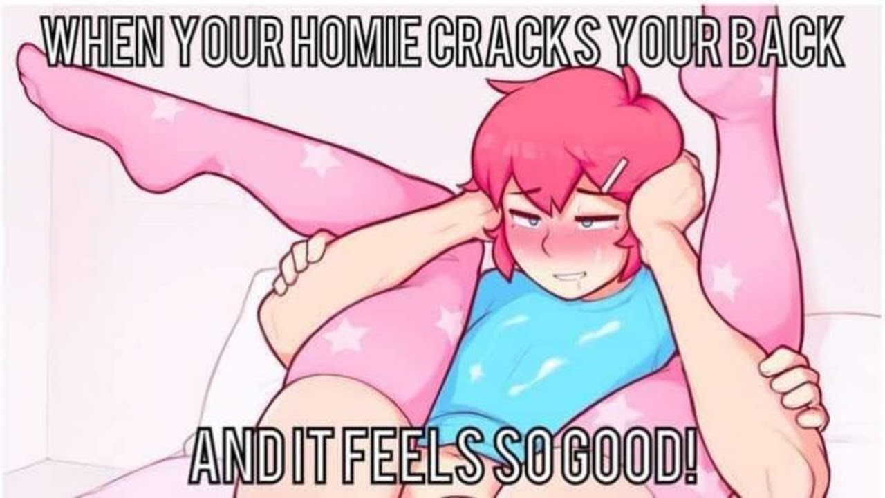 1boy, 2boys, anal, anal sex, blue eyes, blush, femboy, meme, meme reference, open legs, penetrating, penetration, pink hair, pink socks, socks