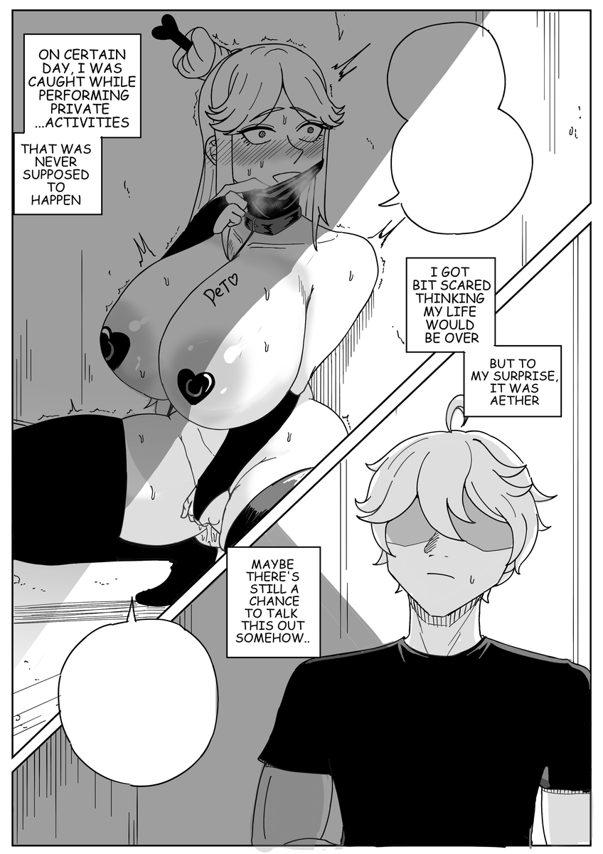 1boy, 1girls, 5 fingers, aether (genshin impact), age difference, big breasts, black and white, blank word bubble, blush, blush lines, blushing at another, blushing at partner, blushing face, blushing female, blushing lines, breasts, caught, caught in the act, caught masturbating, clothed, clothed male, clothed male nude female, clothed/nude, clothes, clothing, cmnf, drawing, duo, english, english language, english subtitles, english text, eyeless, eyeless character, eyeless dude, eyeless face, eyeless male, female, female masturbation, female with male, female/male, fully clothed, fully clothed male, genshin impact, hair, hand on own pussy, hand on pussy, hands, heart, heart pasties, heart symbol, hoyoverse, huge breasts, large breasts, large tits, legs, legwear, light skin, light-skinned female, light-skinned male, long hair, long-haired female, looking at another, looking at partner, male, male with female, male/female, masturbating, masturbation, mature, mature body, mature female, mature figure, mature woman, mihoyo, mostly naked, mostly naked female, mostly nude, mostly nude female, naked, naked female, ningguang (genshin impact), no color, no sex, nude, nude female, nude female clothed male, nwoidn, older, older female, older male and younger female, pasties, pussy, short hair, short-haired male, squatting, squatting female, squatting pose, squatting position, standing, surprised, surprised expression, surprised eyes, surprised face, surprised female, surprised look, sweat, sweat on breasts, sweat on face, sweat on stomach, sweat on thighs, sweating, sweating body, sweating breasts, sweating female, sweaty, sweaty body, sweaty breasts, sweaty legs, sweaty thighs, text, text box, thighs, topless, topless female, touching, touching own pussy, touching pussy, touching self, word bubble, younger male