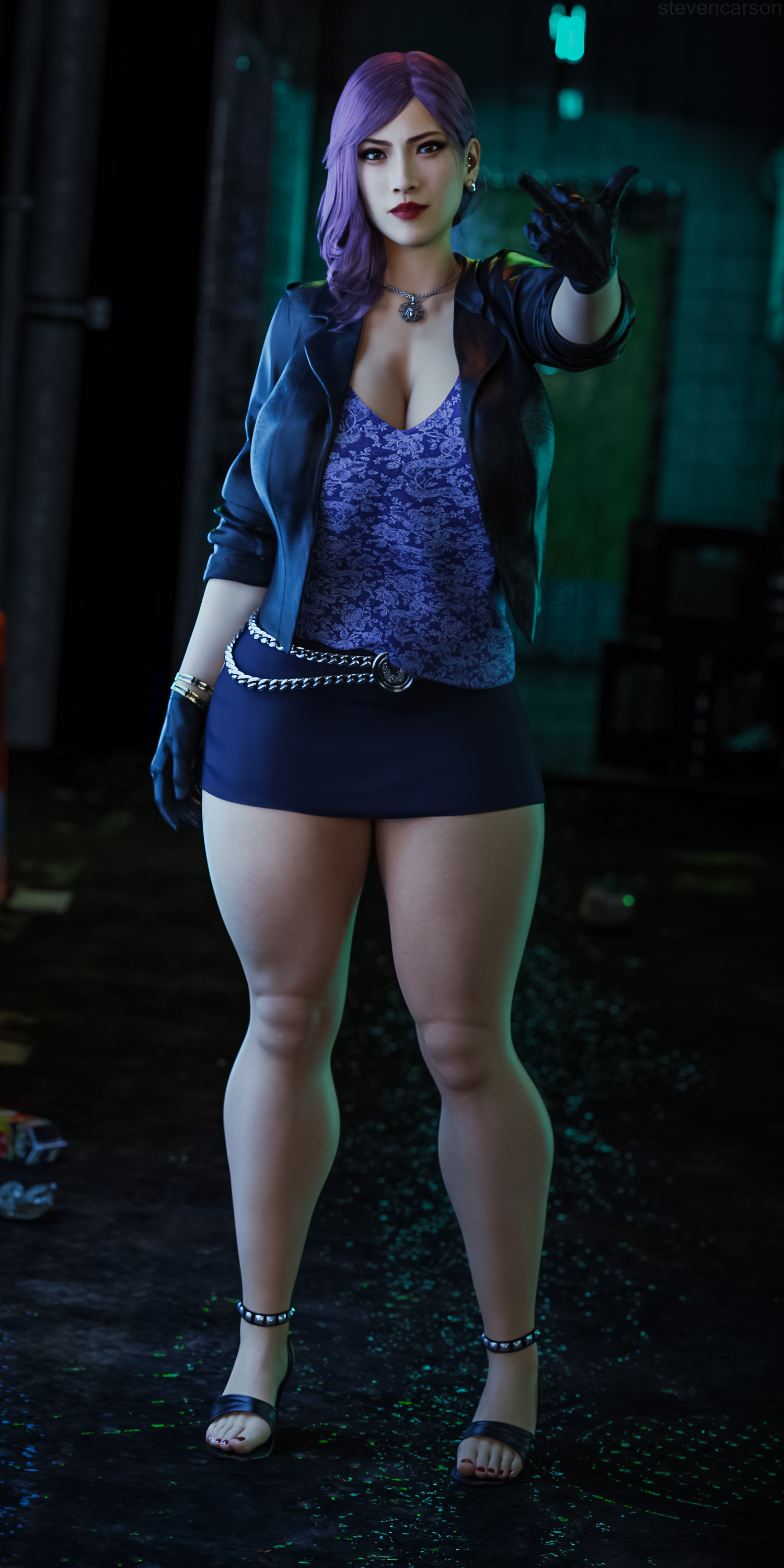 1girls, 3d, absurd res, asian, breasts, female, female only, full body, fully clothed, hi res, long hair, purple hair, ryuu ga gotoku, seong-hui, seonhee, solo, solo female, spread legs, standing, stevencarson, video games