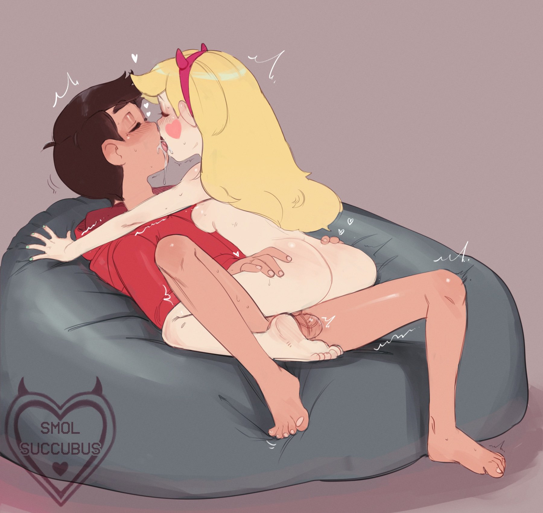 1boy, 1girls, ass, balls, barefoot, blonde hair, bottomless male, breasts, breasts against chest, brown hair, canon couple, closed eyes, disney, disney channel, duo, feet, female, female penetrated, female/male, french kiss, hairband, kissing, kissing while penetrated, light skin, light-skinned female, long hair, male, marco diaz, medium breasts, nude, nude female, nude female clothed male, nudity, pantless, partially clothed, passionate, penis, petite, pussy, riding penis, romantic couple, sex, shiny, shiny hair, shiny skin, simple background, smolsuccubus, soles, star butterfly, star vs the forces of evil, straight, testicles, toes, vaginal penetration