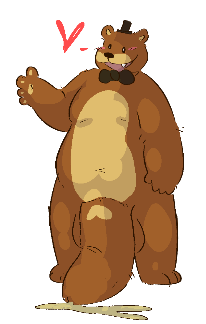 alpha_channel anthro balls big_balls big_penis blush bodily_fluids clothing digital_media_(artwork) five_nights_at_freddy's flaccid freddy_(fnaf) fur genital_fluids genitals hat headgear headwear huge_balls huge_cock hyper hyper_genitalia hyper_penis infurmary male male_only mammal nude penis simple_background smile solo toony transparent_background ursid video_games