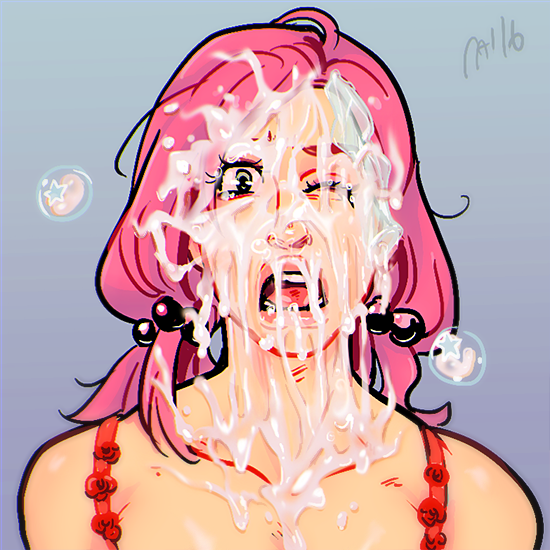 beads bra_strap bukkake cum_everywhere cum_in_hair cum_in_mouth cum_on_breasts cum_on_face dripping_cum excessive_cum facial female garikaliev green_eyes jojo's_bizarre_adventure jojolion pink_hair soft_&_wet spike_(gdsp) tagme yasuho_hirose