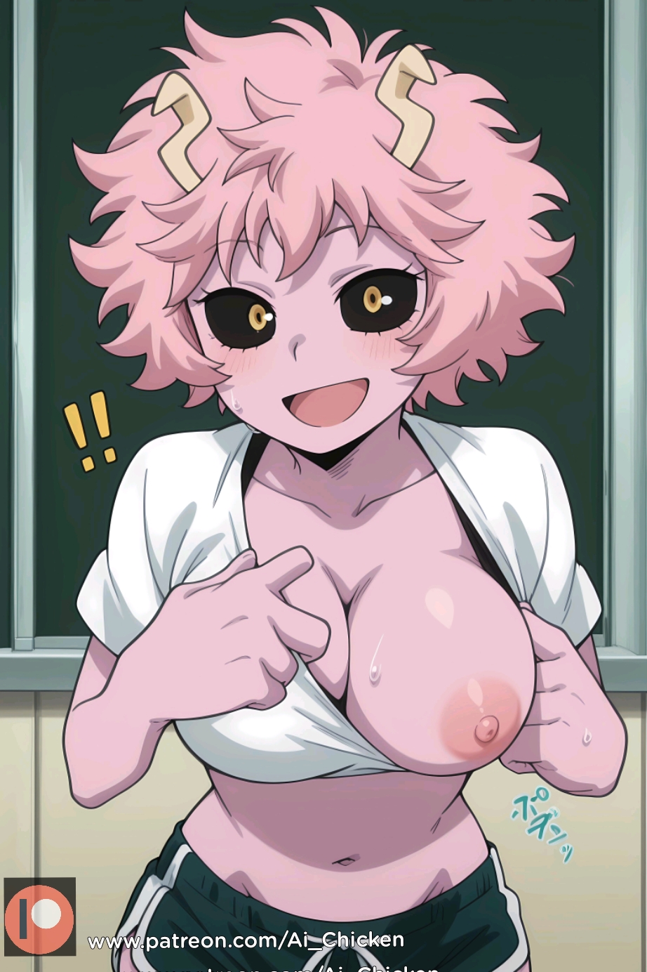1girls, ai generated, boku no hero academia, female, mina ashido, my hero academia, pink-haired female, tagme