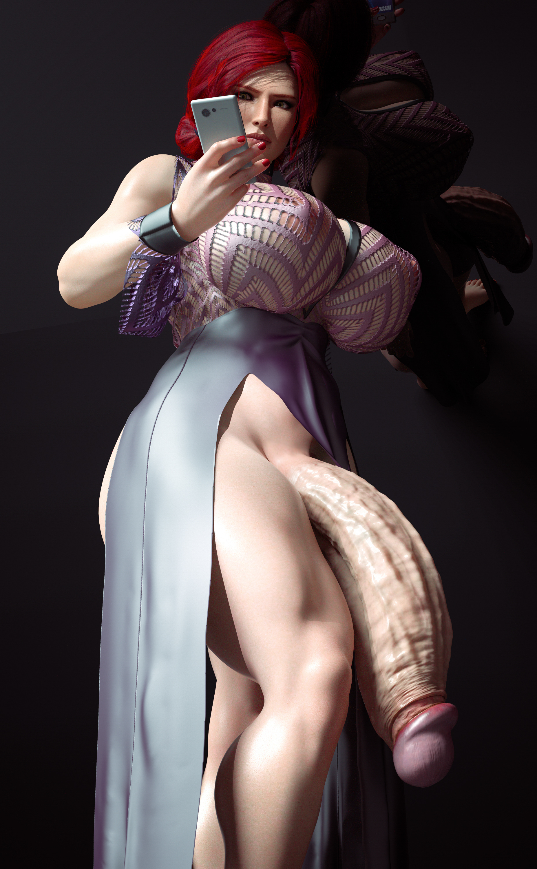 3d, big breasts, big penis, big thighs, breasts, cock, dick, dickgirl, dress, futa milf, futa mommy, futa only, futanari, huge breasts, huge cock, huge thighs, intersex, nipple bulge, penis, red hair, redhead, redheaded futa, the witcher (series), the witcher 3: wild hunt, thick, thick legs, thick penis, thick thighs, thighs, triss merigold, veiny penis, windo3d