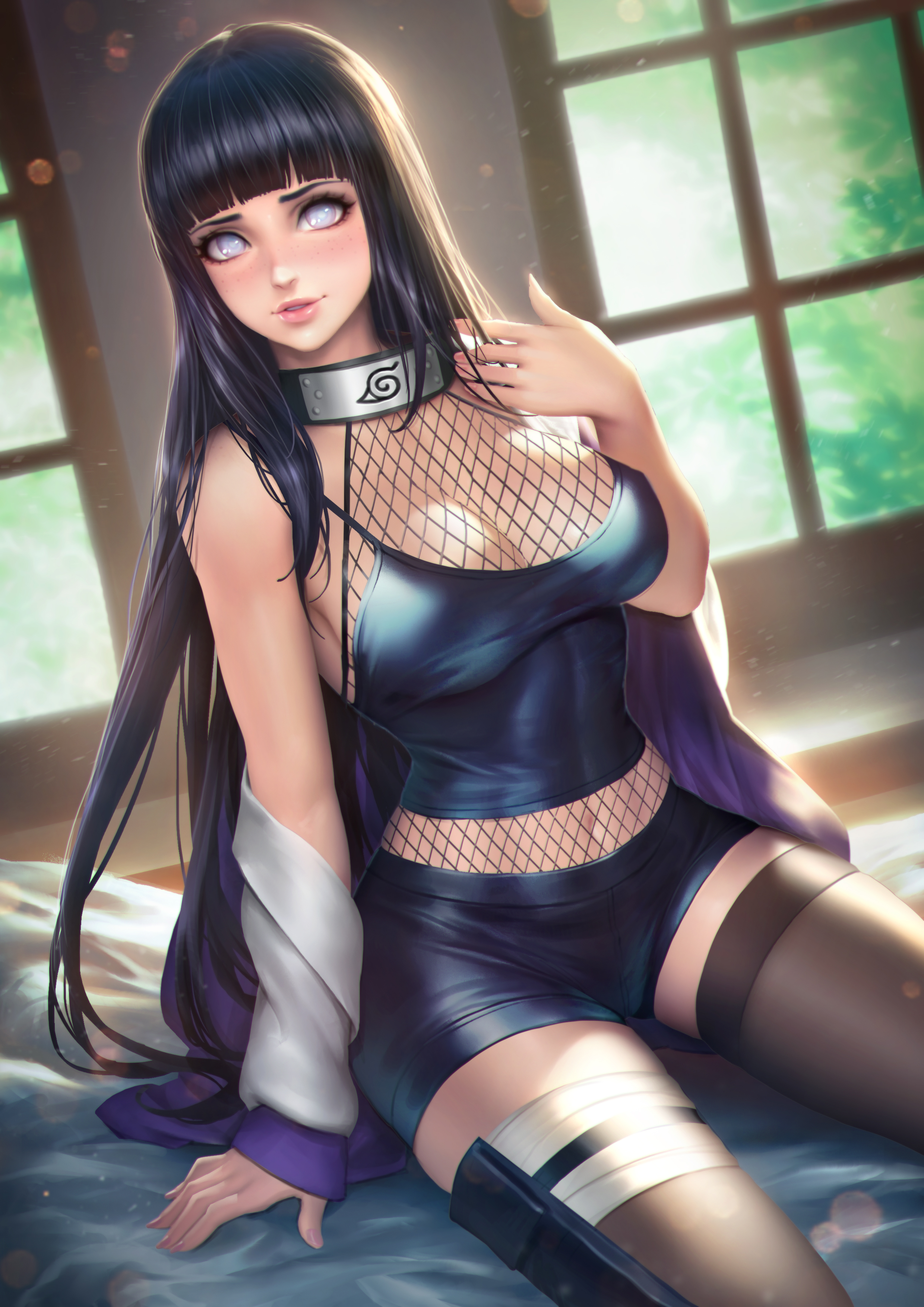 1girls, black hair, clothed, clothed female, clothes, clothing, female, female only, hyuuga hinata, long hair, naruto, naruto (series), neoartcore, skirt, solo, violet eyes